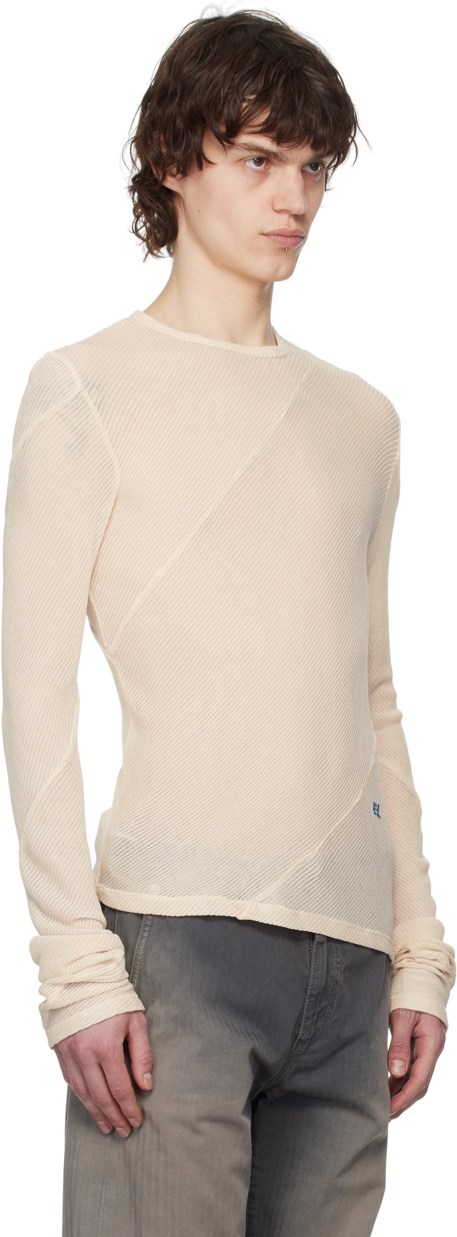 Eckhaus Latta Off-white Spiral Long Sleeve T-shirt In Oat
