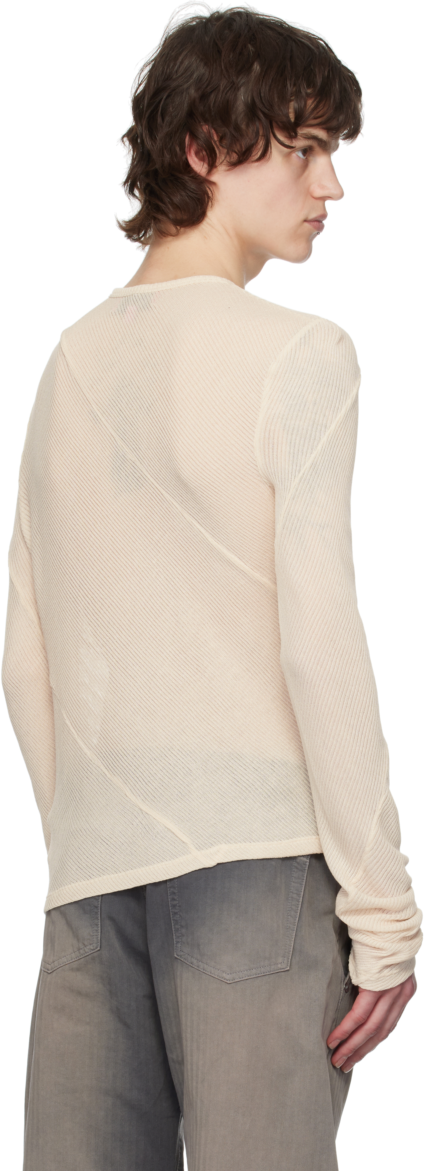 Eckhaus Latta Off-white Spiral Long Sleeve T-shirt In Oat