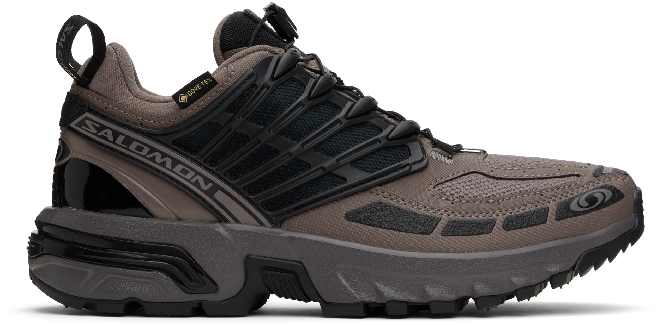 Shop Salomon Brown & Black Acs Pro Gore-tex Sneakers In Iron / Plum Kitten /