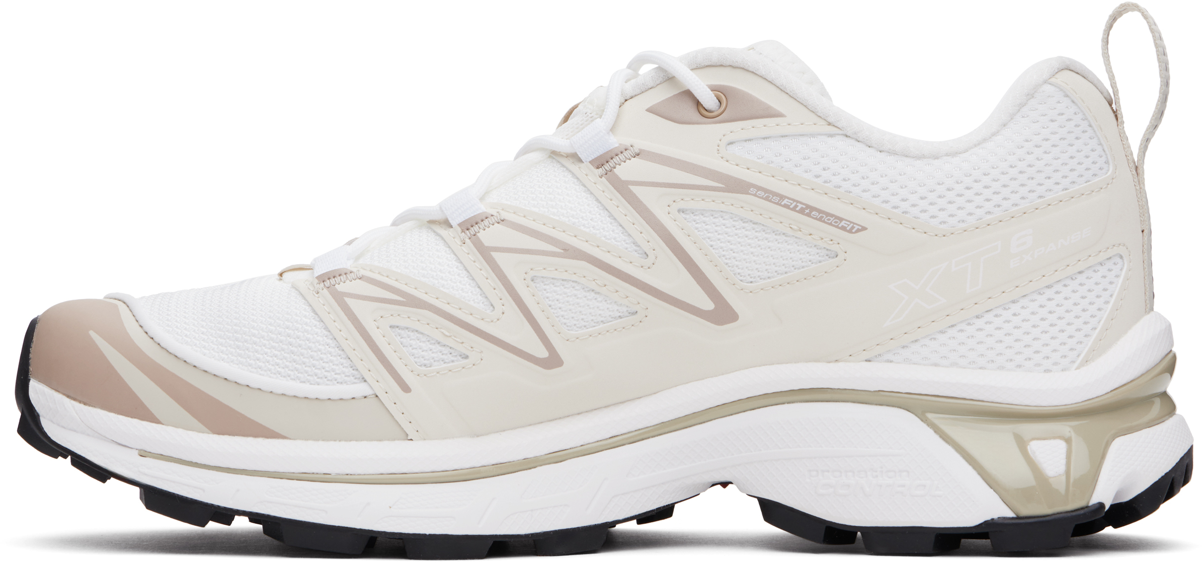 Salomon White & Beige Xt-6 Expanse Sneakers In White/rainy Day/oxfo