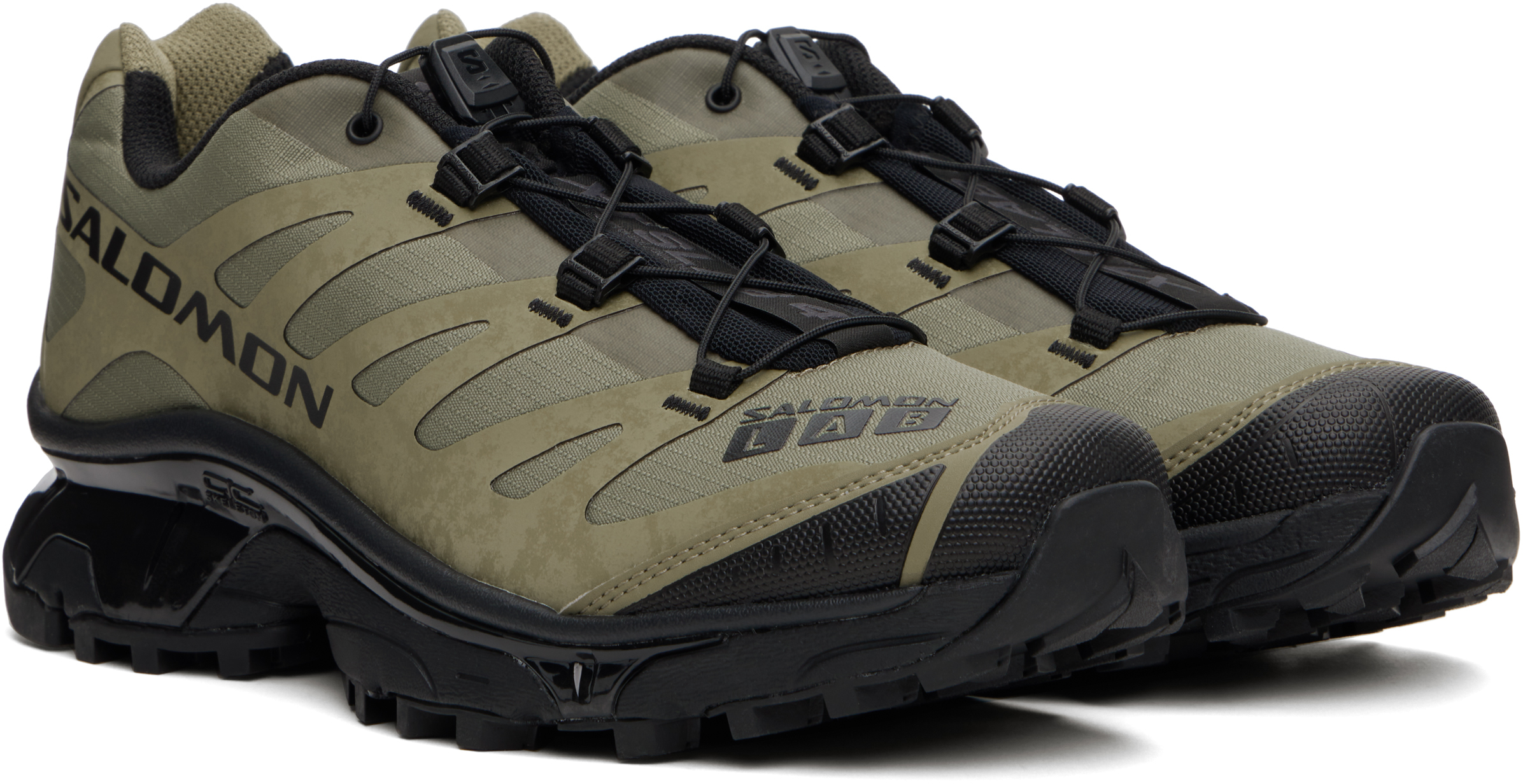 Salomon Khaki Xt-4 Og Protective Sneakers In Aloe/black/silver Cl