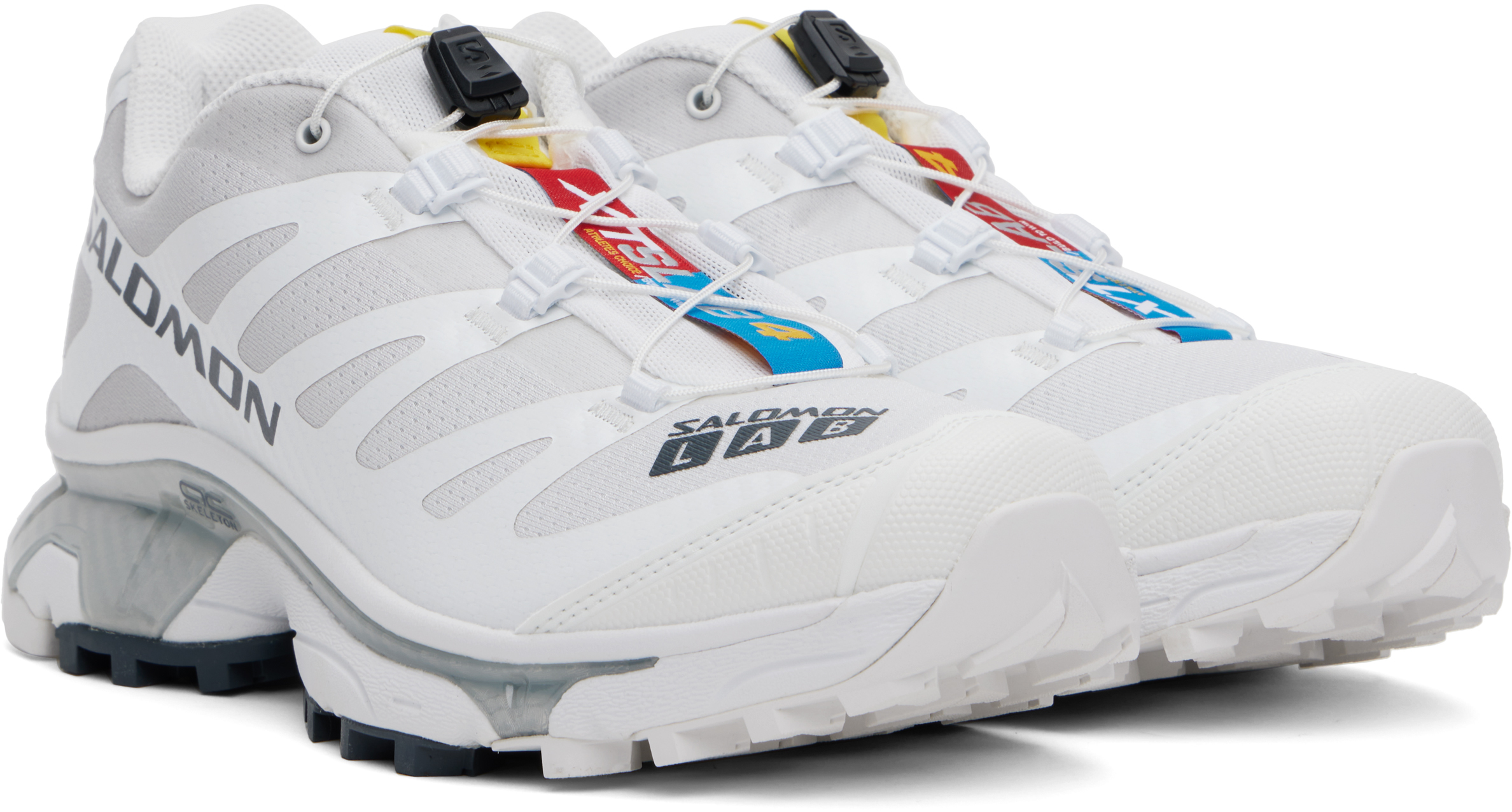 Salomon Two-tone Fabric Xt-4 Og Sneakers In White/ebony/lunar Ro