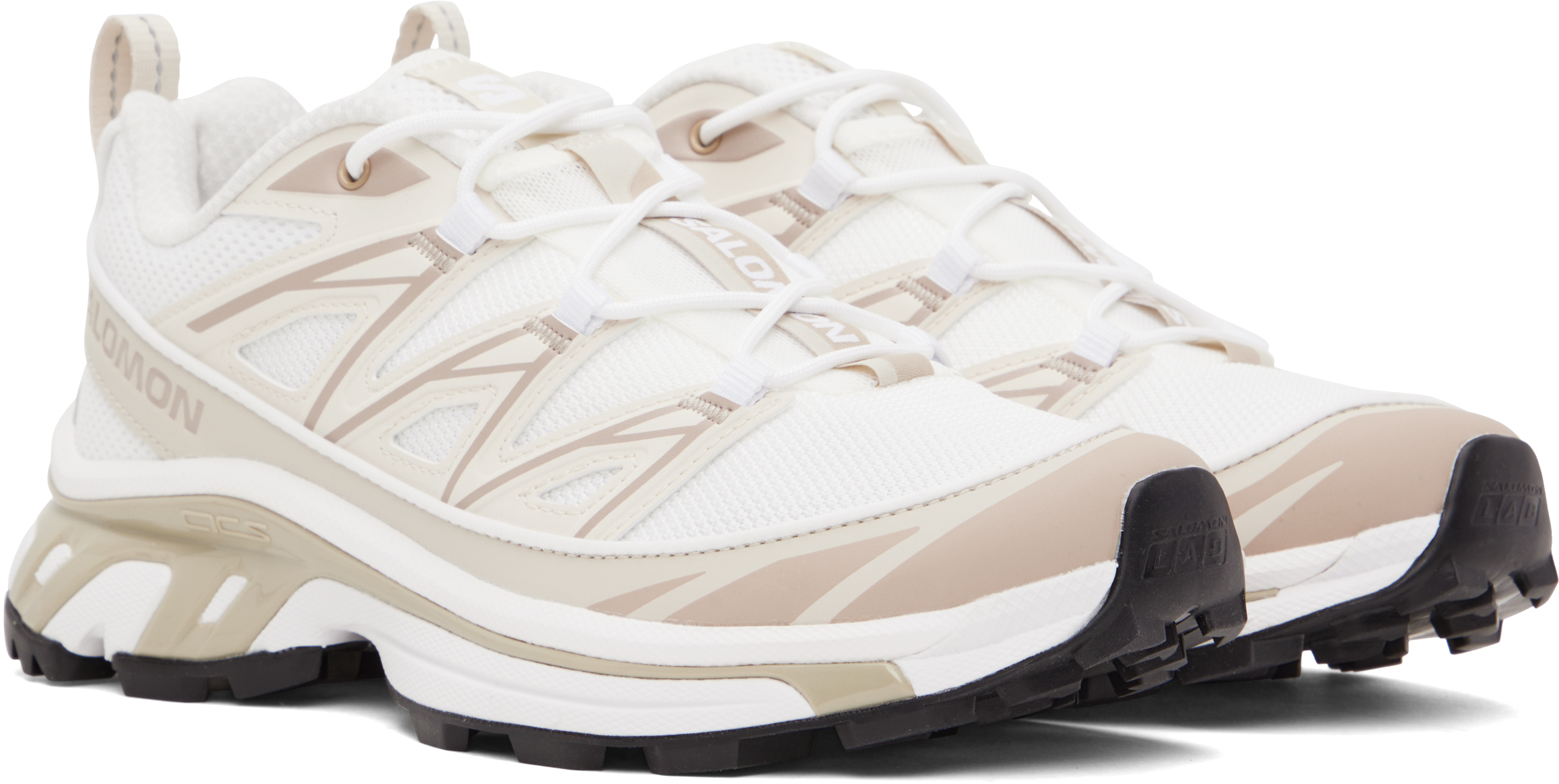 Salomon Xt-6 Expanse Panelled Mesh Sneakers In White / Rainy Day /