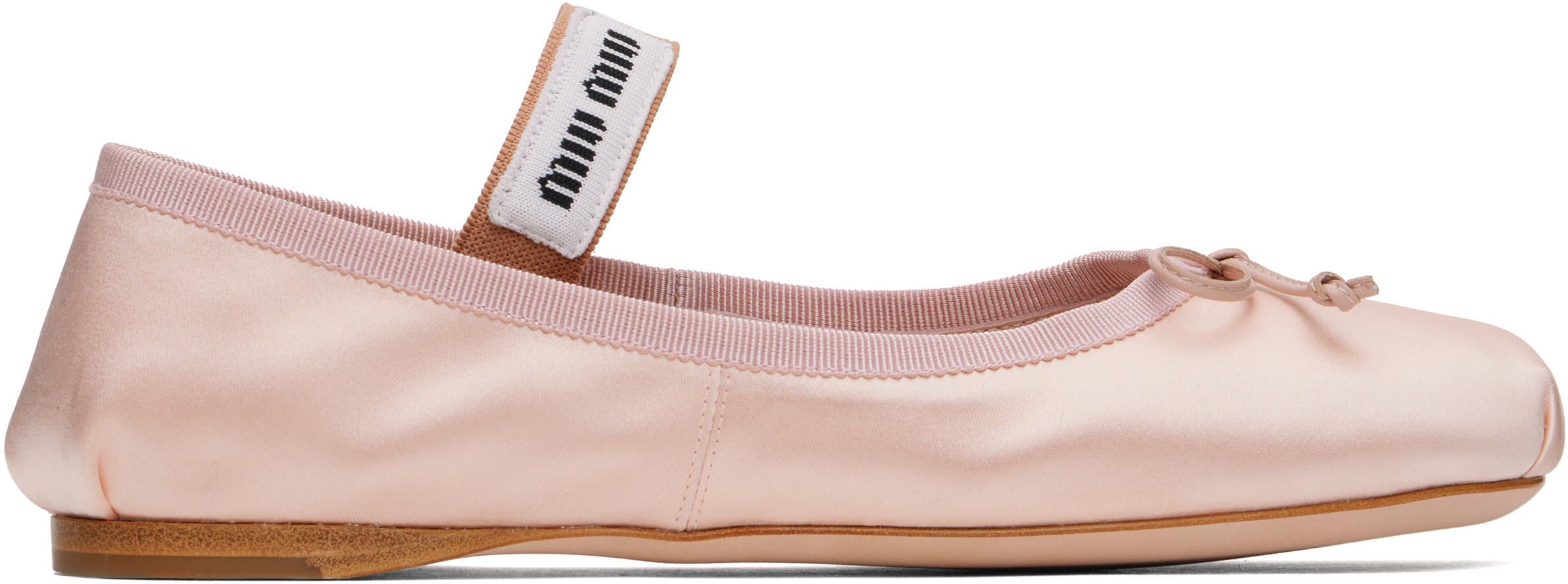 Miu Miu: Pink Satin Ballerina Flats | SSENSE Canada Miu Miu: Pink Satin Ballerina Flats | SSENSE Canada