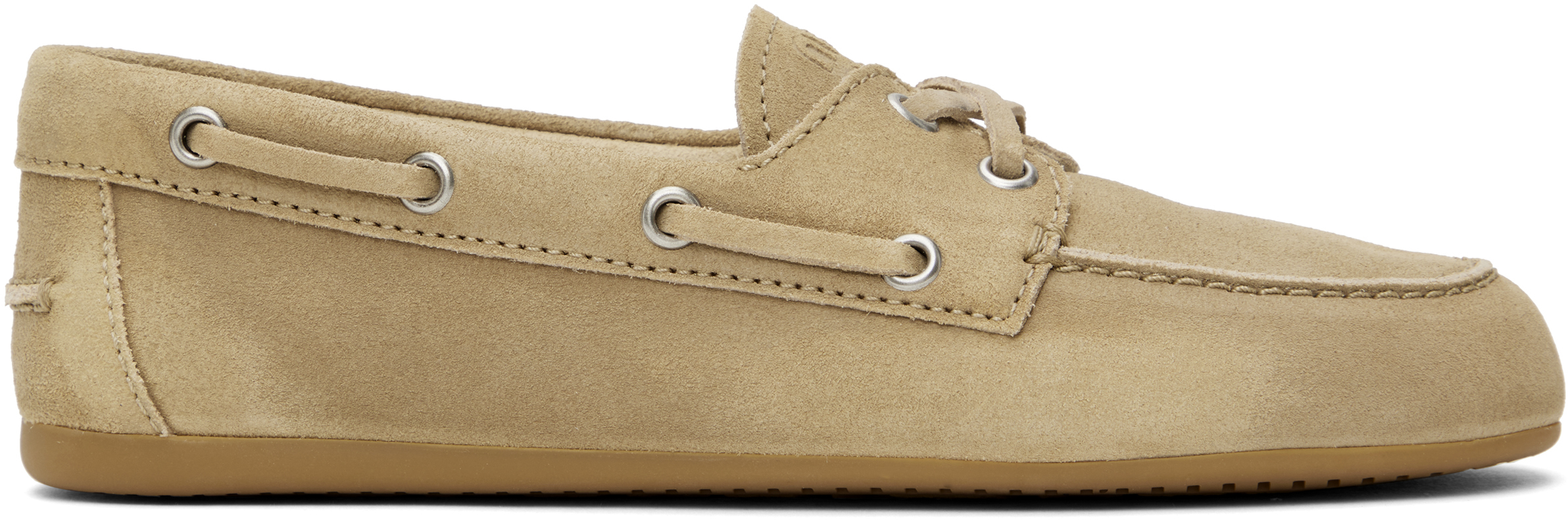 ローファー・オックスフォード MIU MIU Beige Suede Loafers Miu Miu: Beige Faded Unlined Suede Loafers | SSENSE Canada