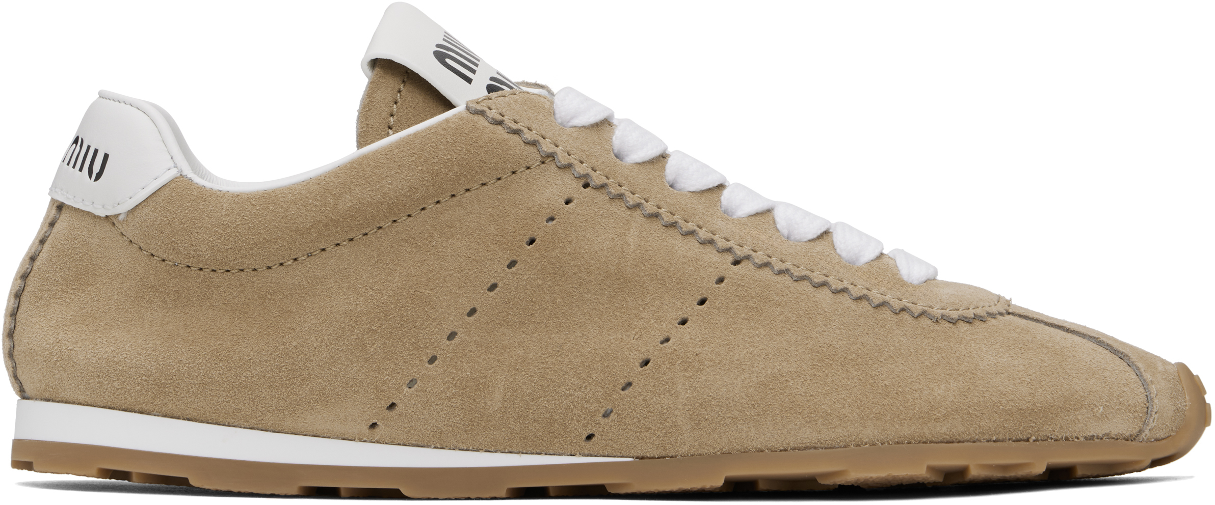 スニーカー Miu Miu PLUME SNEAKERS Miu Miu: Beige Plume Suede Sneakers | SSENSE Canada