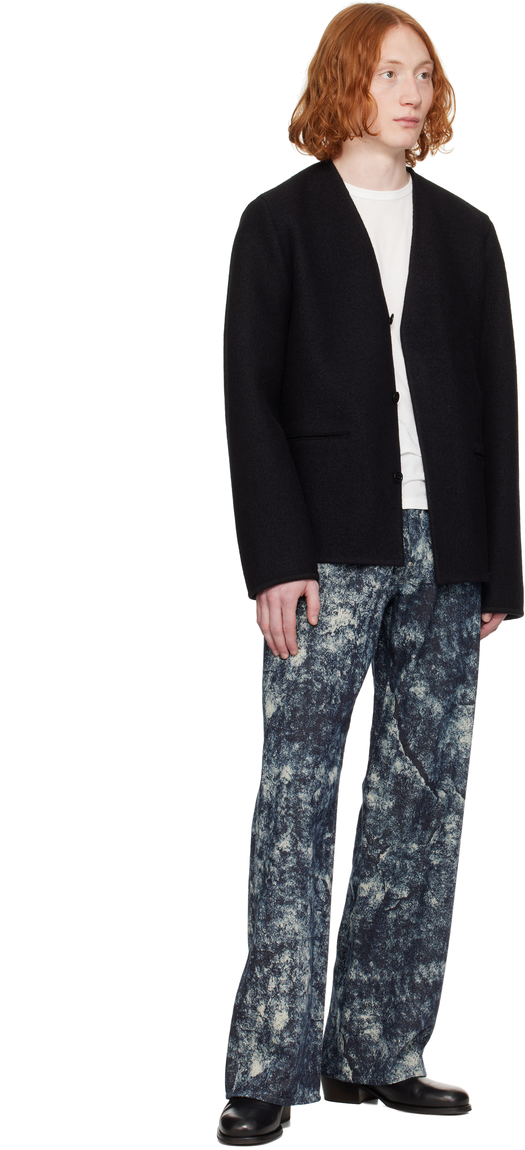 Taiga Takahashi Printed Jeans In Discharged Indigo