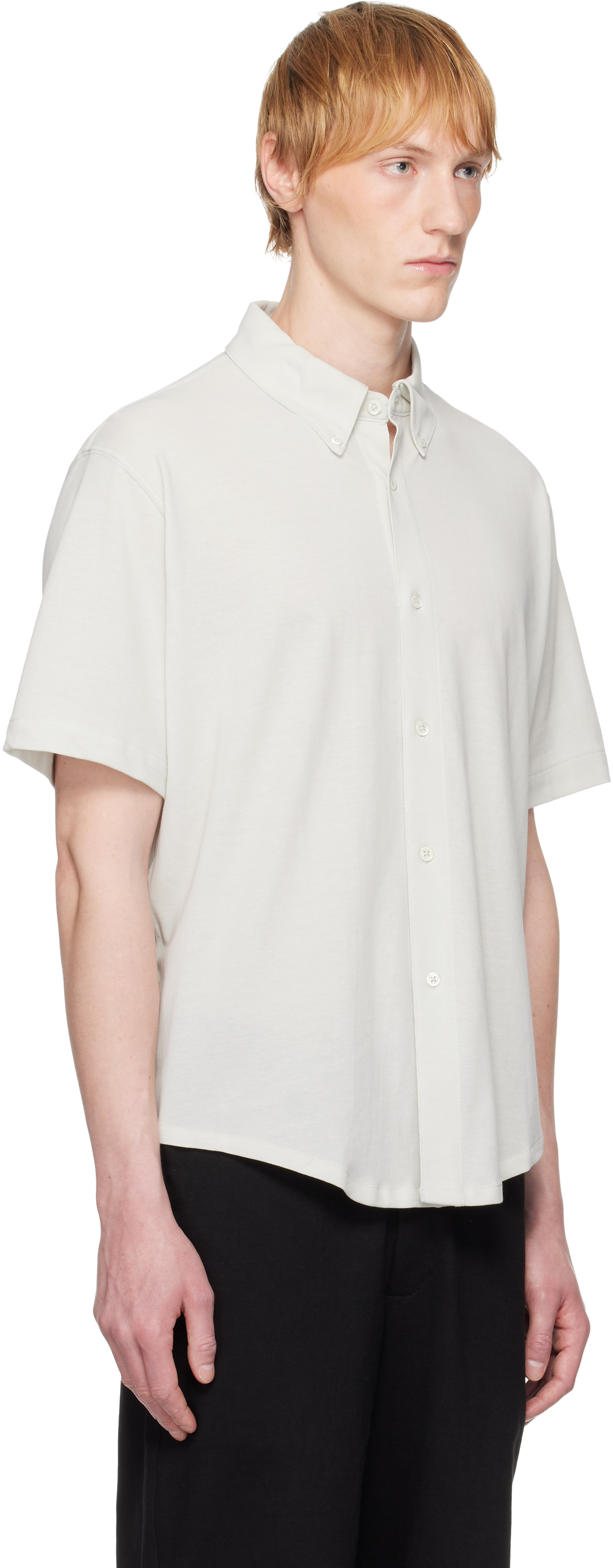 LADY WHITE CO. OFF-WHITE S/S PIQUÉ BUTTON DOWN SHIRT