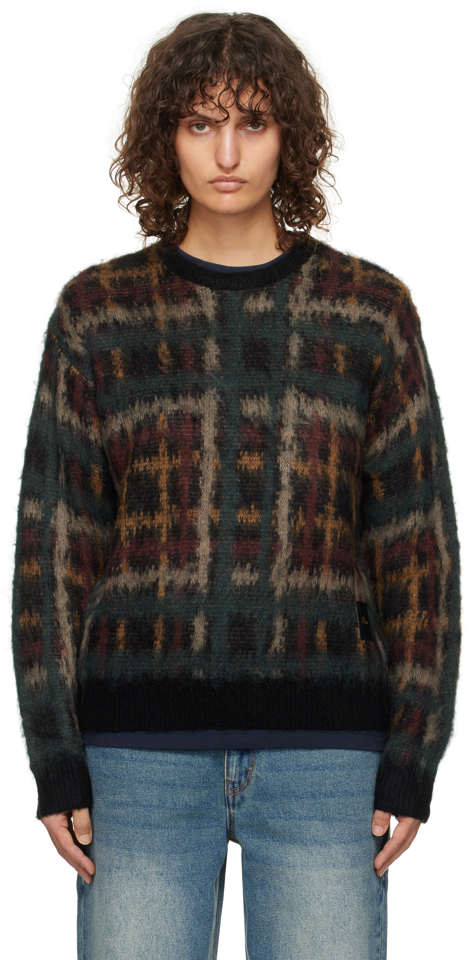 Shop Dime Black Plaid Mohair Knit Sweater