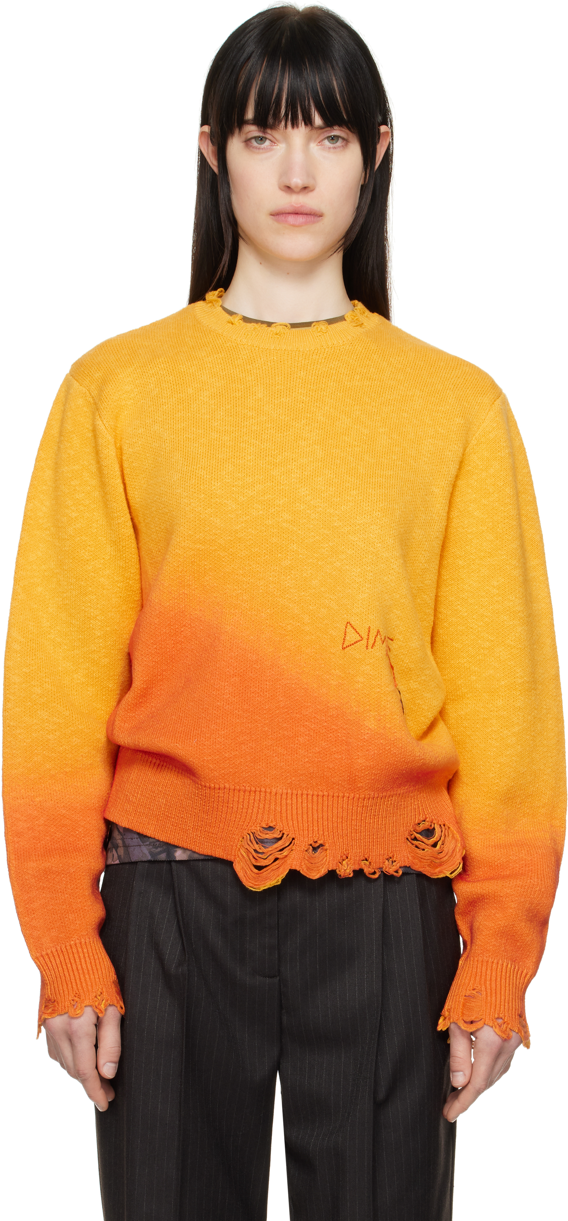 Yellow 
Orange Cat Knit Sweater