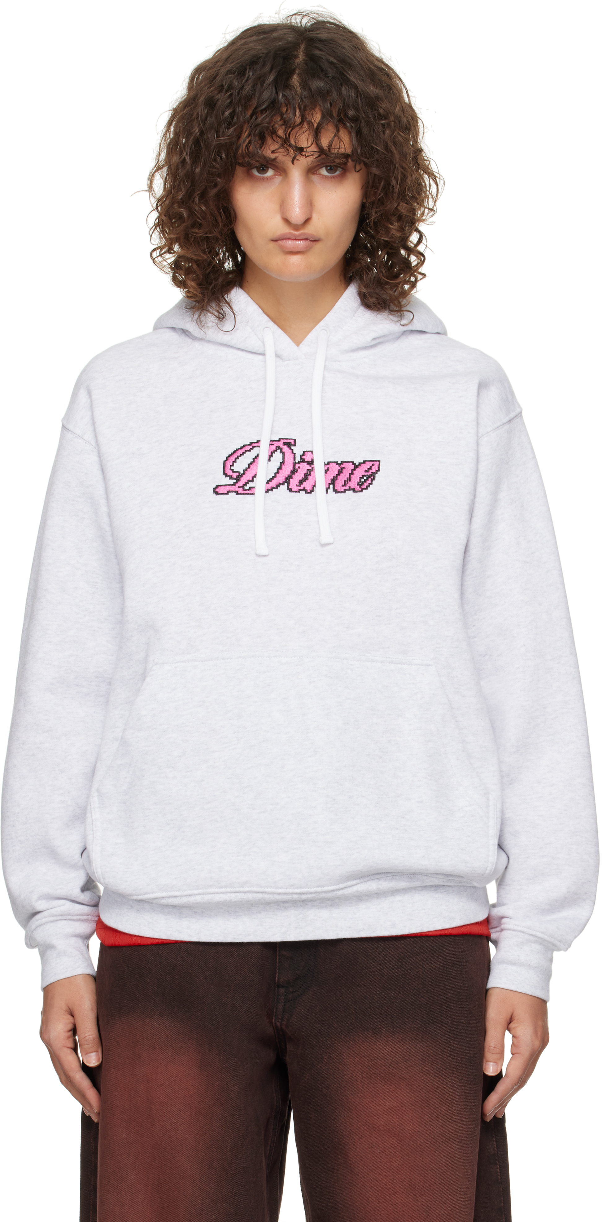 Shop Dime Gray Pixel Cursive Hoodie In Ash