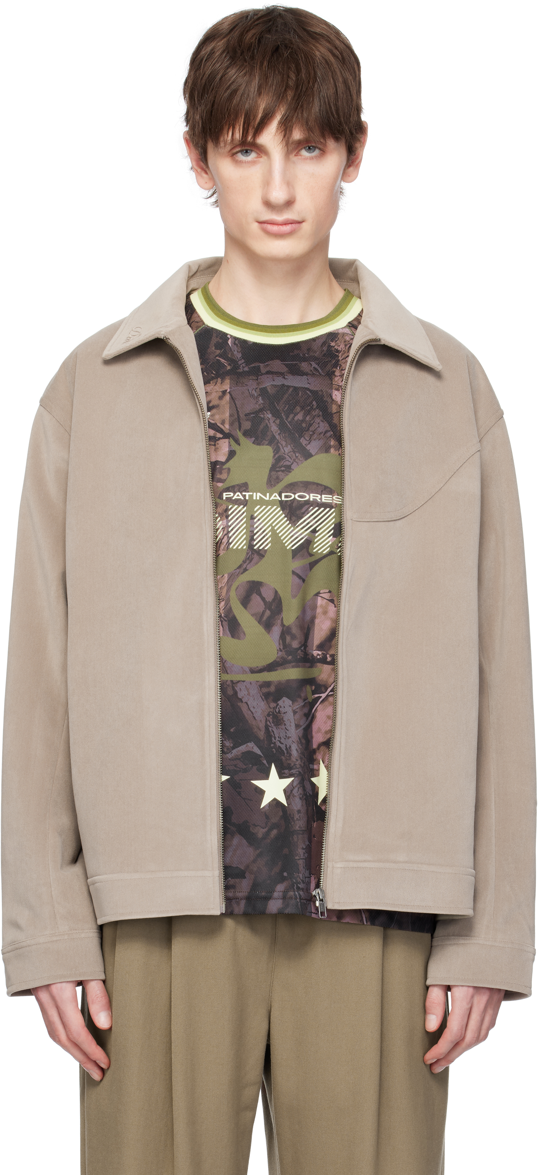 Taupe Cord Zip Jacket