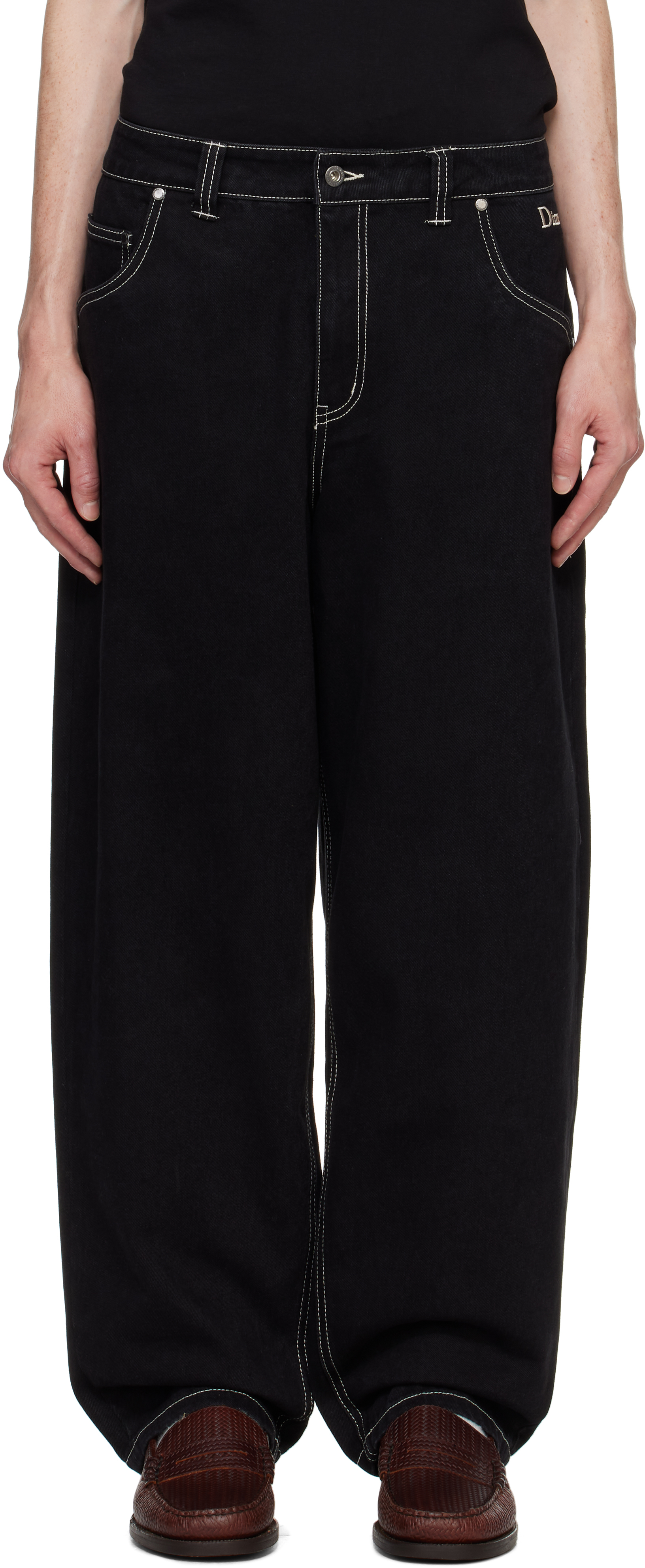 Shop Dime Black Classic Baggy Jeans