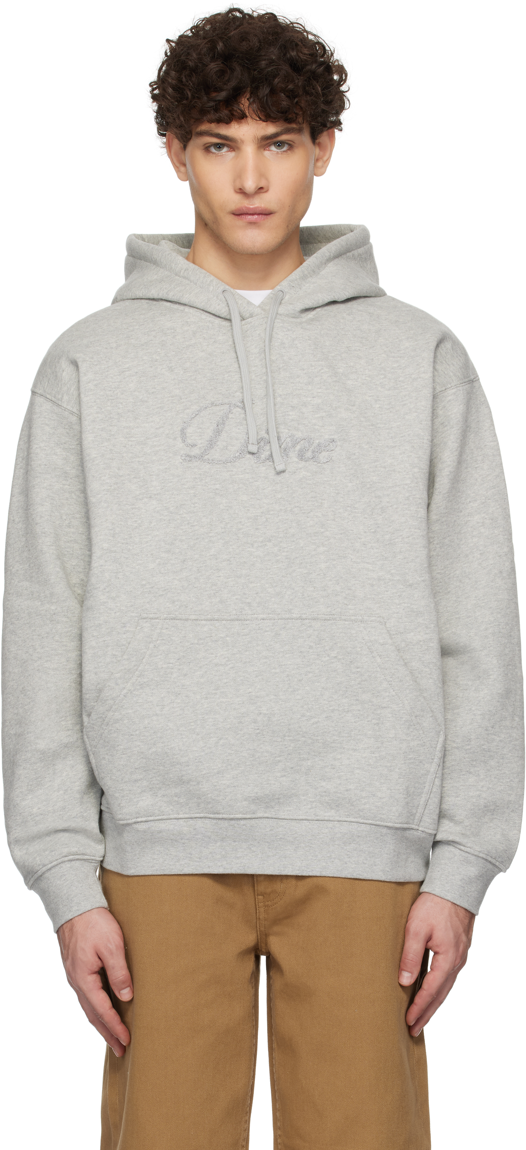 Gray Cursive Logo Hoodie