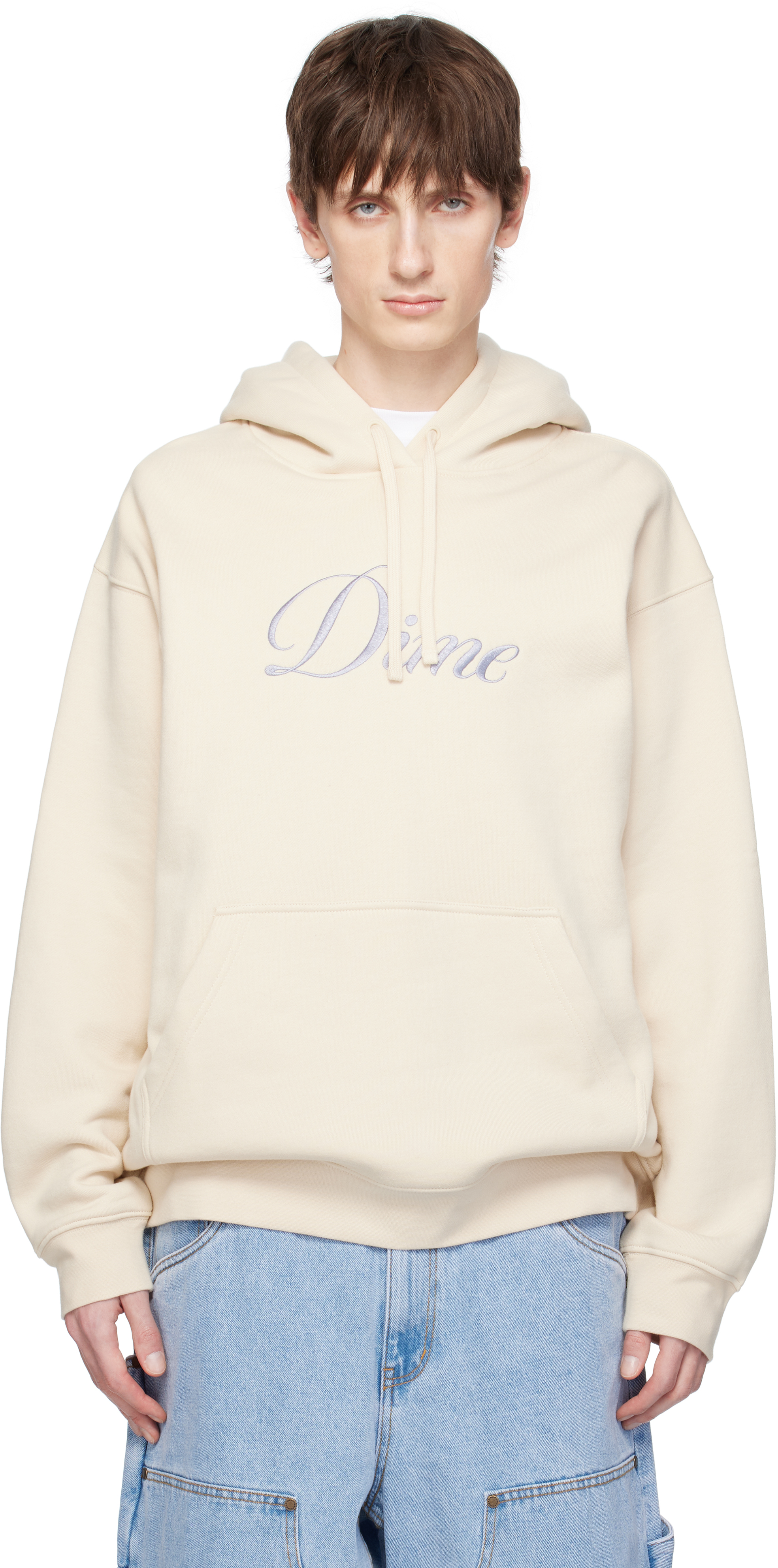 Beige Cursive Logo Hoodie