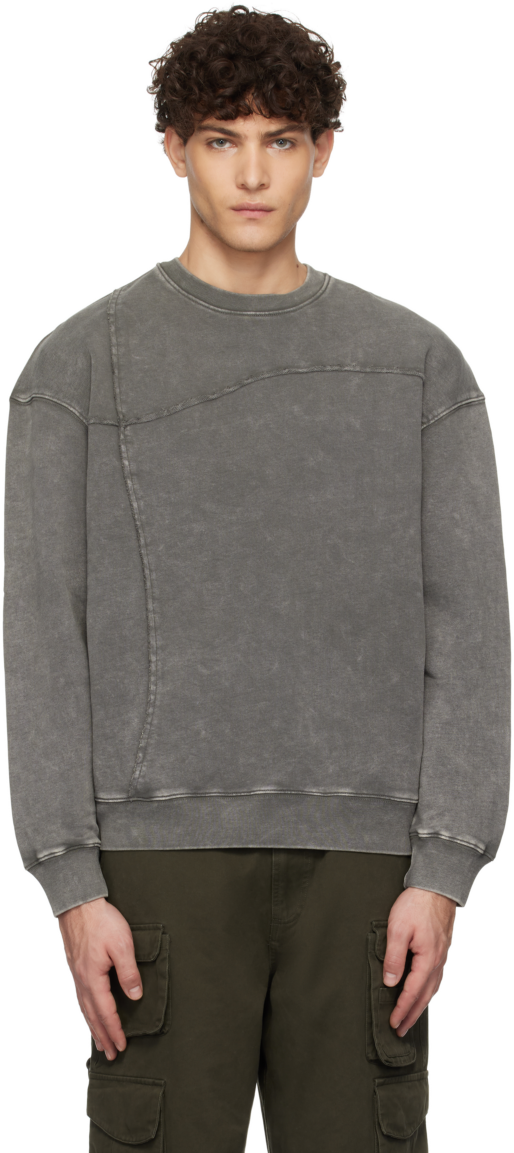 Gray Reverse Stitch Crewneck Sweatshirt