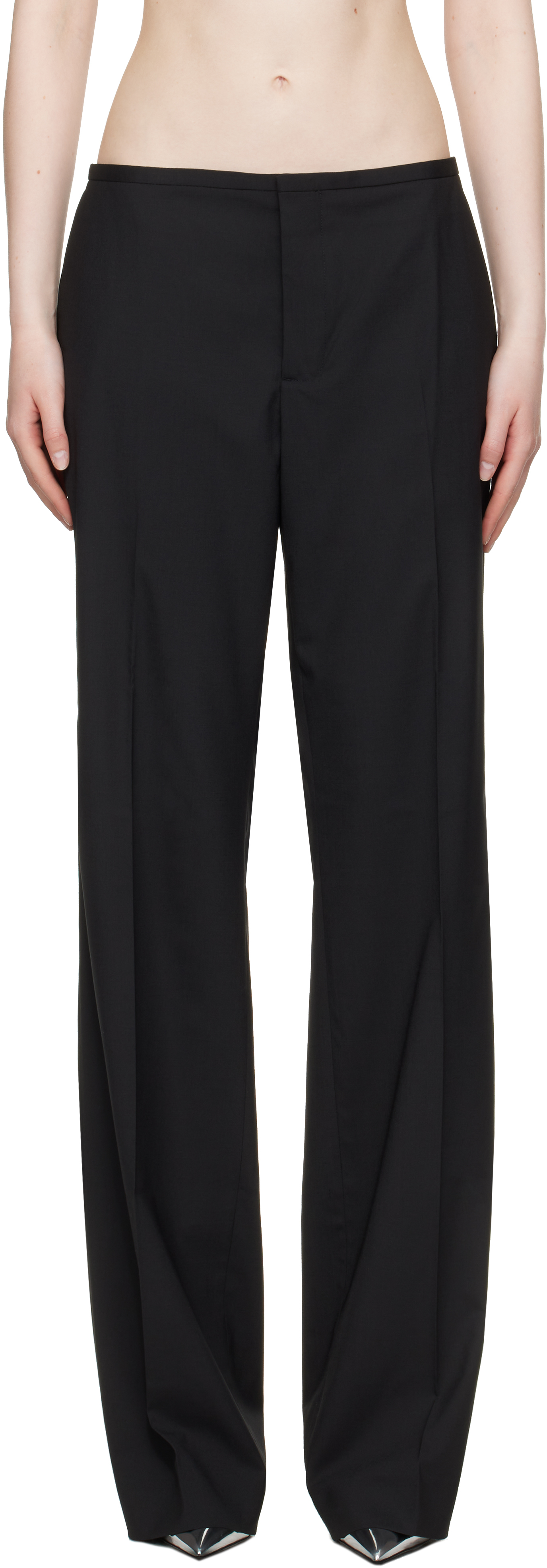 032c Black ' Office Attire' Loose Cut Suit Trousers