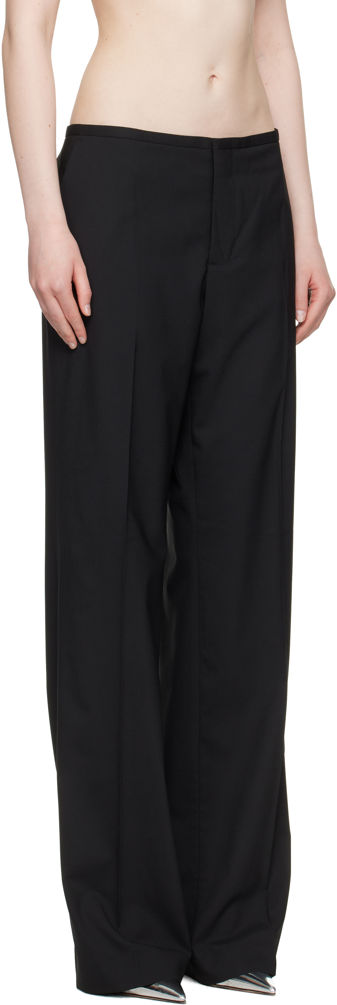 032c Black ' Office Attire' Loose Cut Suit Trousers