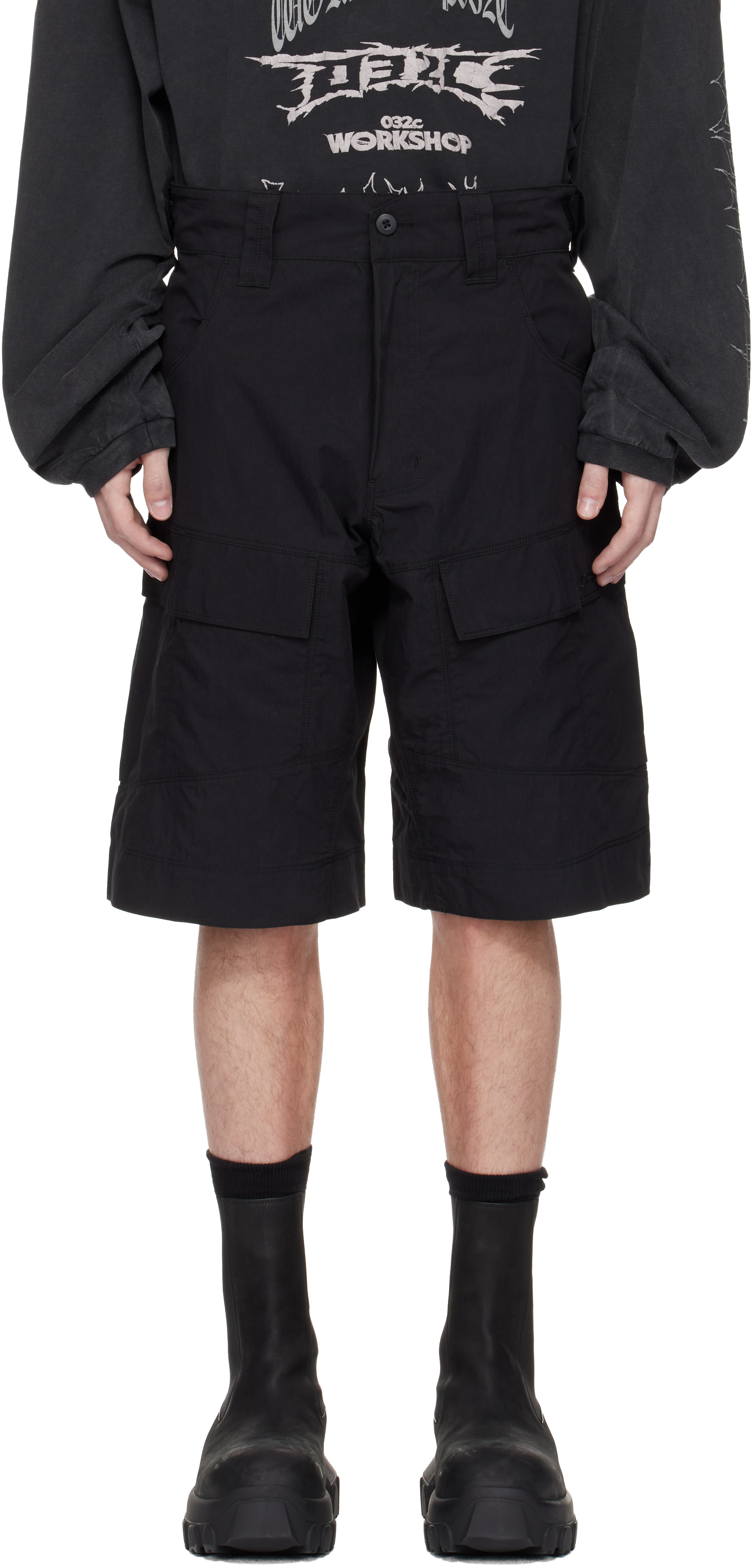 Black 'My Own Mind' Utility Shorts