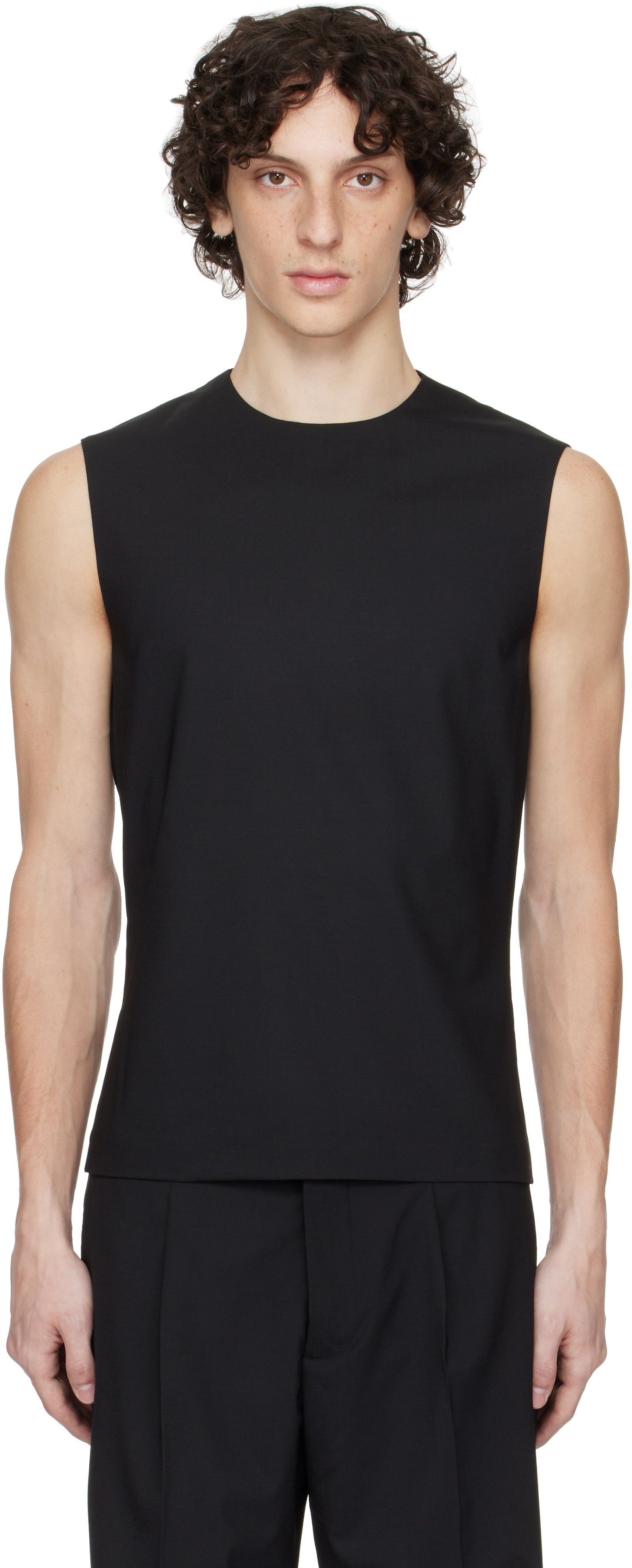 Black '032c Office Attire' Cropped Suit Top