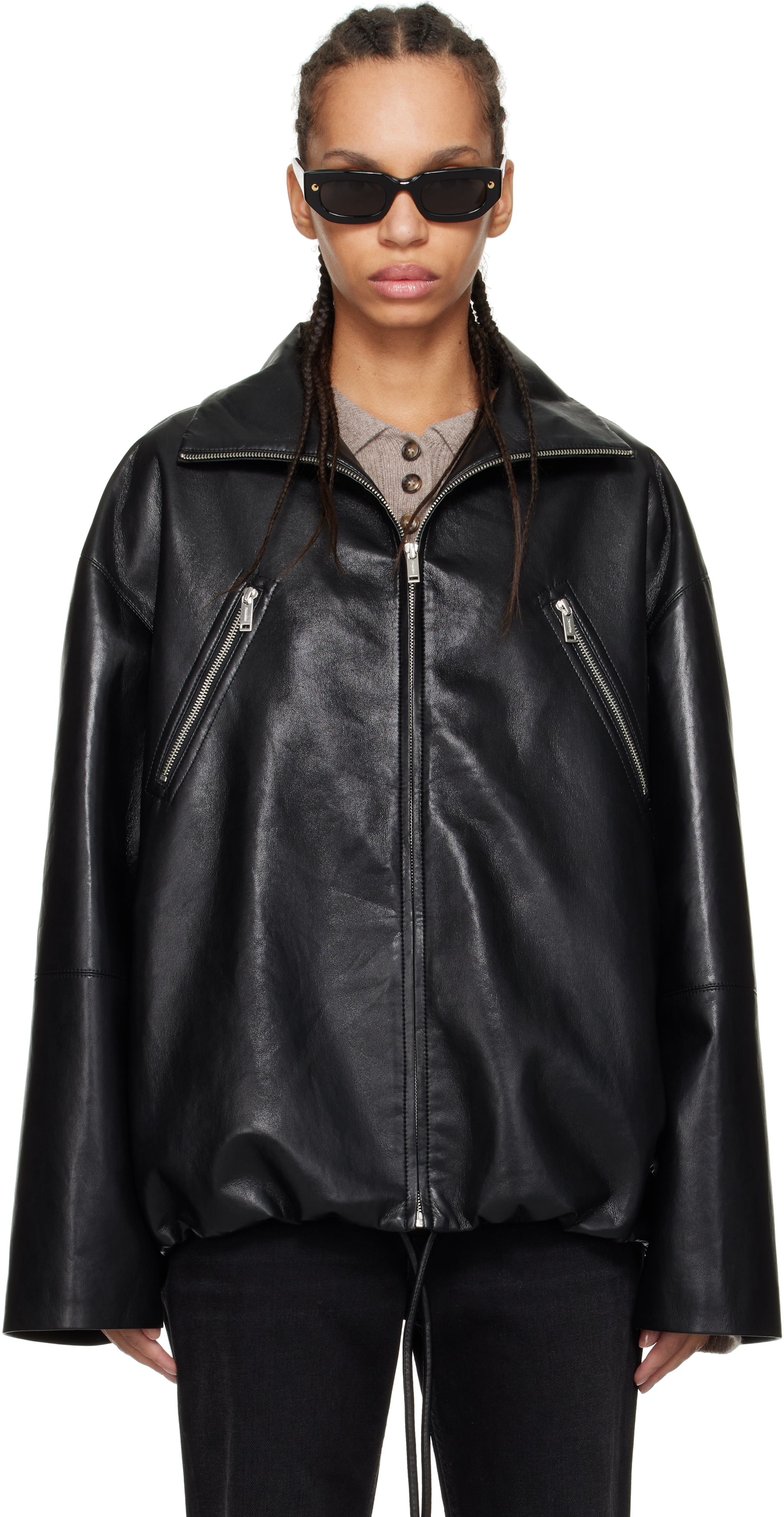 Black Aiman Faux-Leather Jacket