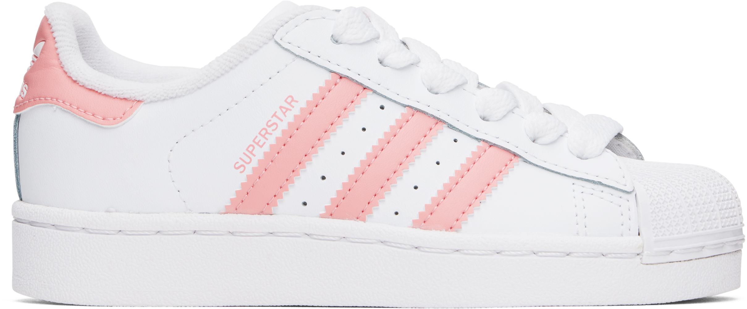Adidas Originals Little Kids White & Pink Superstar Ii Sneakers In Ftwr White/semi Pink