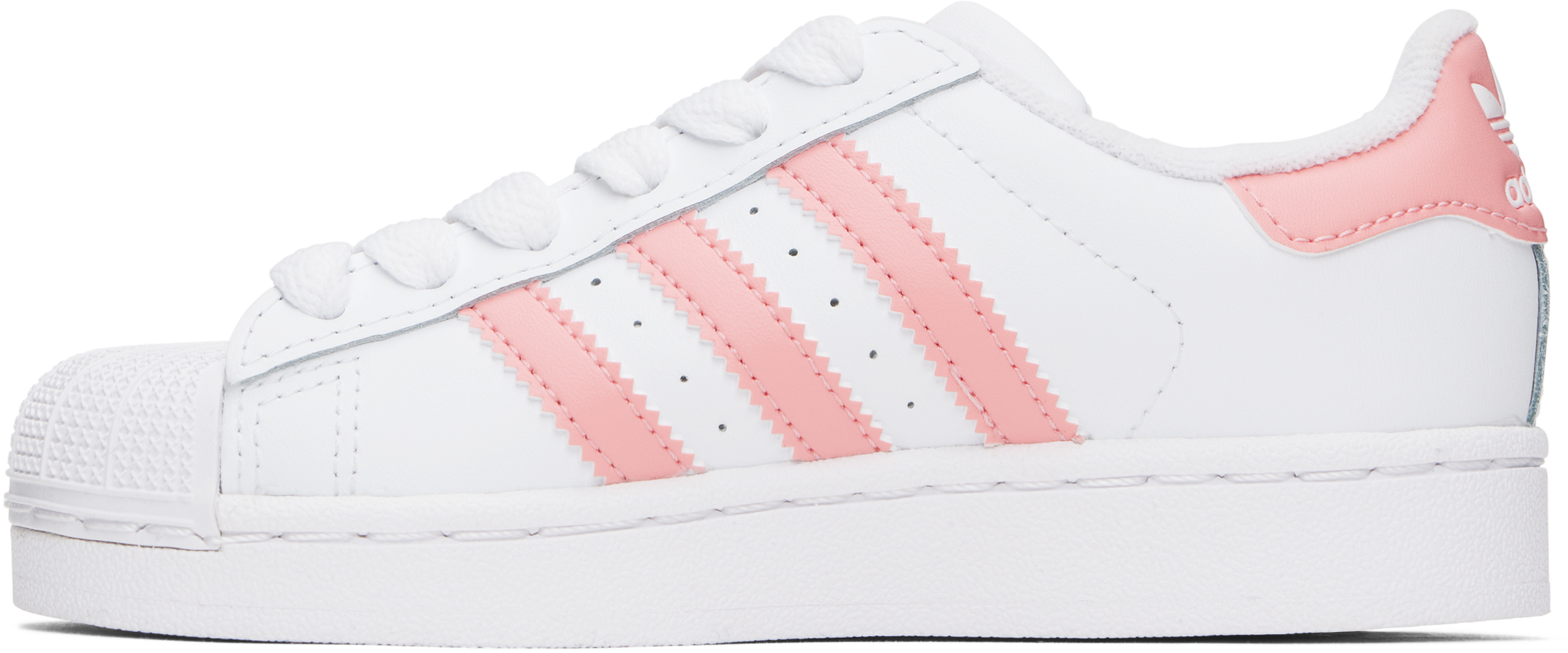 Adidas Originals Little Kids White & Pink Superstar Ii Sneakers In Ftwr White/semi Pink
