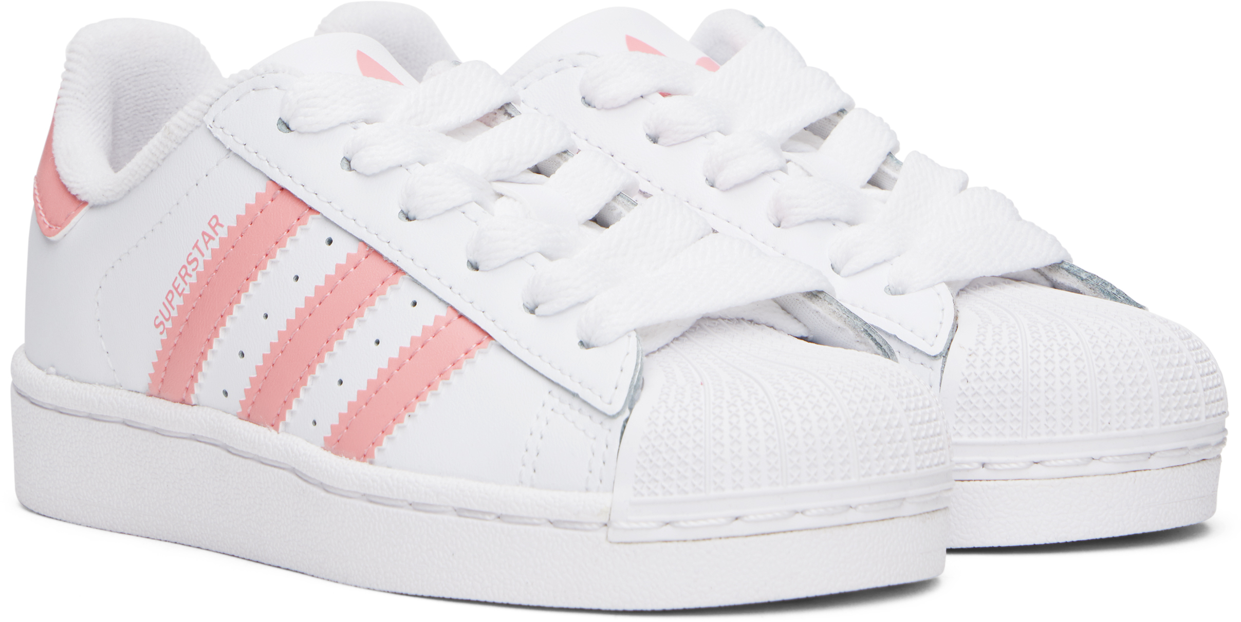 Adidas Originals Little Kids White & Pink Superstar Ii Sneakers In Ftwr White/semi Pink