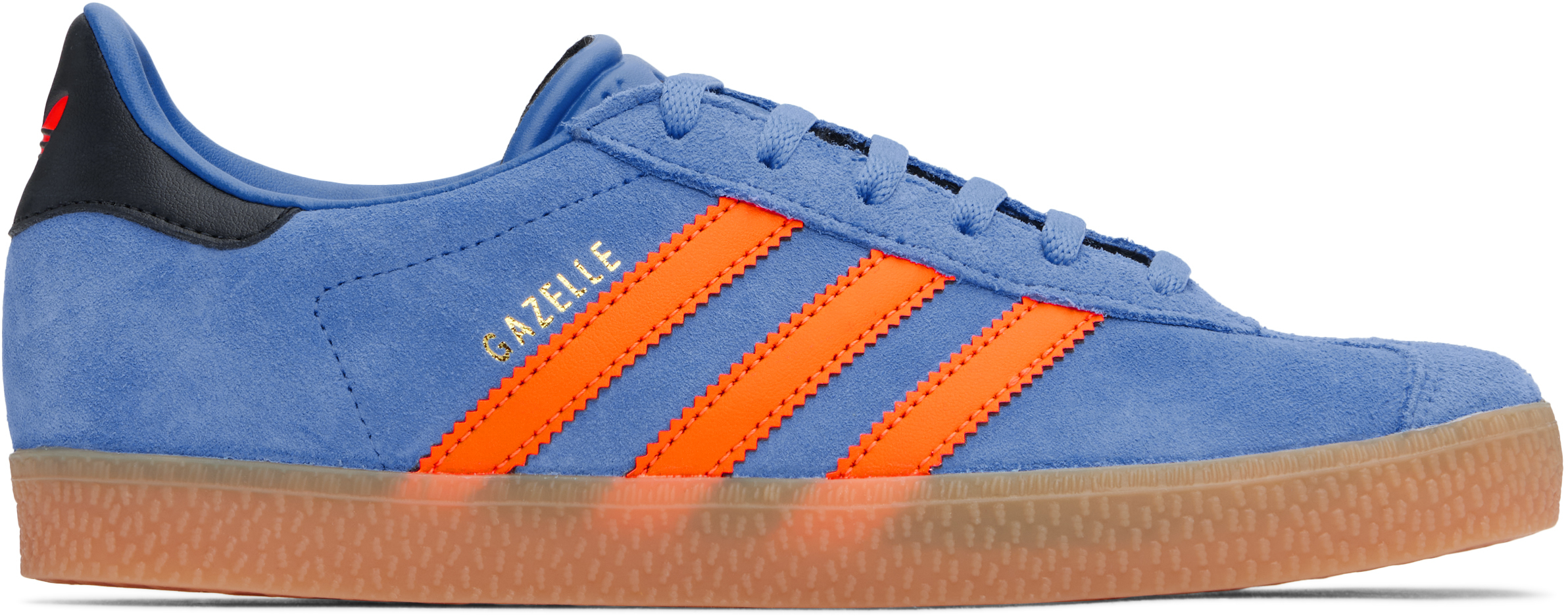 Shop Adidas Originals Big Kids Blue & Orange Gazelle Sneakers In Focus Blue/solar Ora