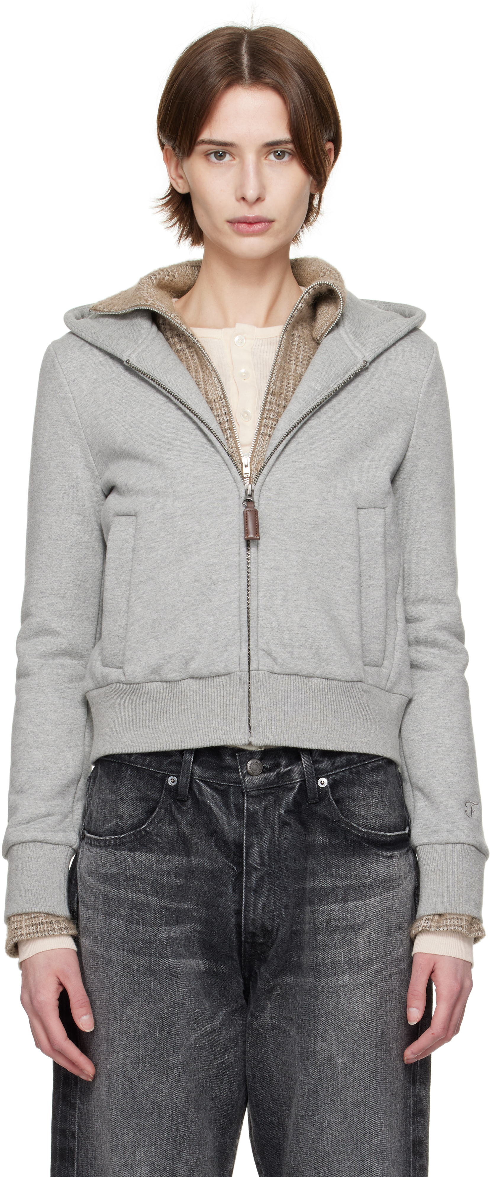 Gray Tight Fleece-Lined Hoodie