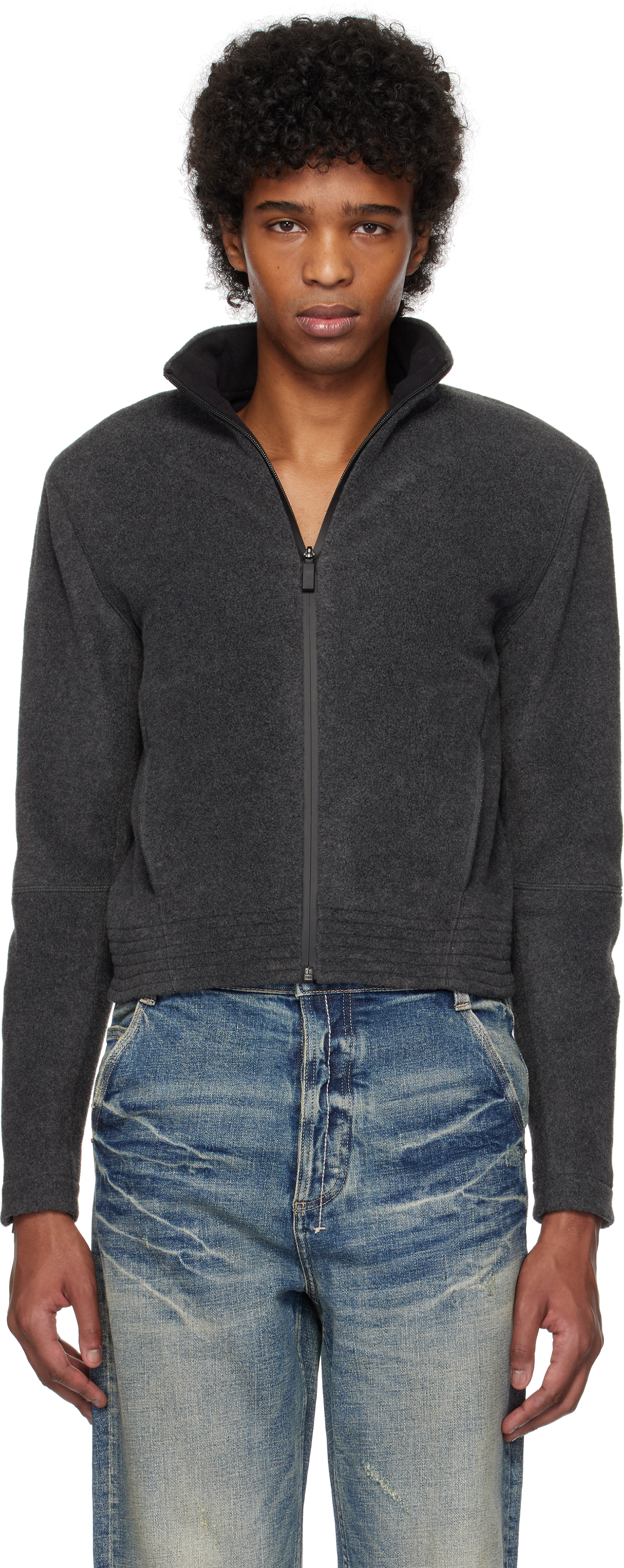 Gray Fleece Zip-Up Jacket