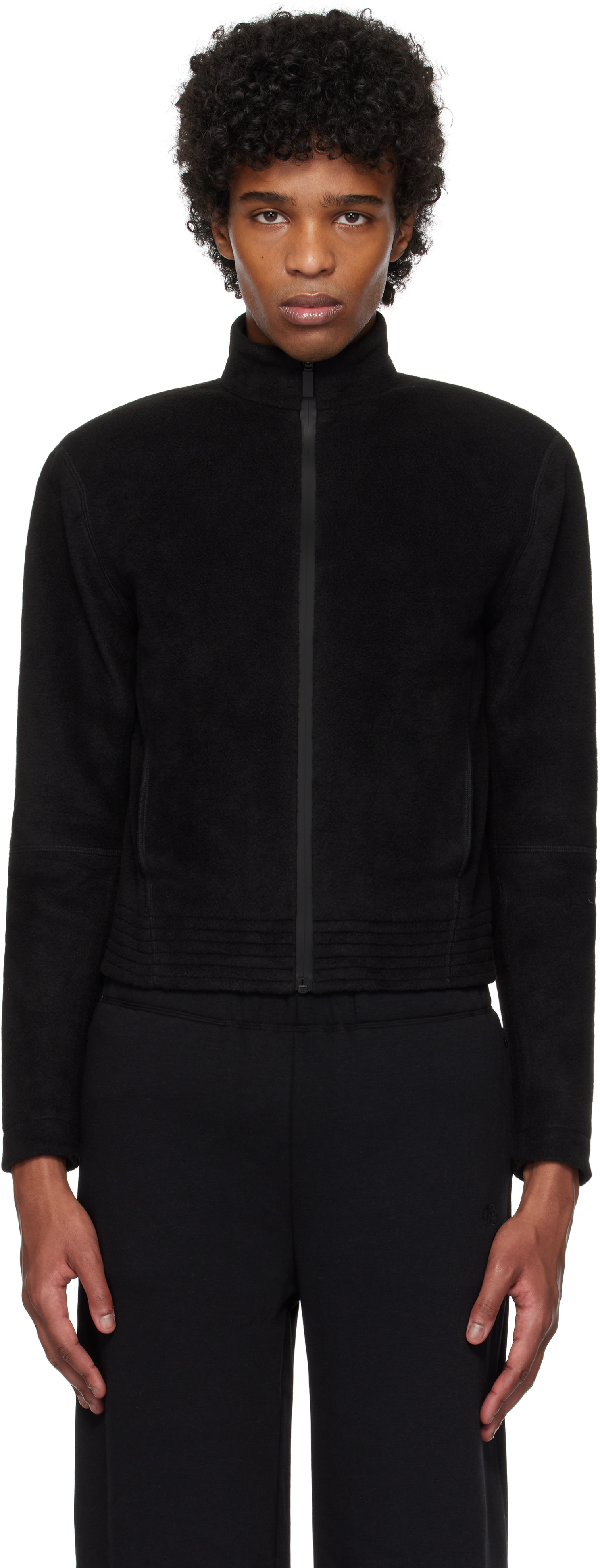 Fax Copy Express: Black Fleece Zip-Up Jacket | SSENSE