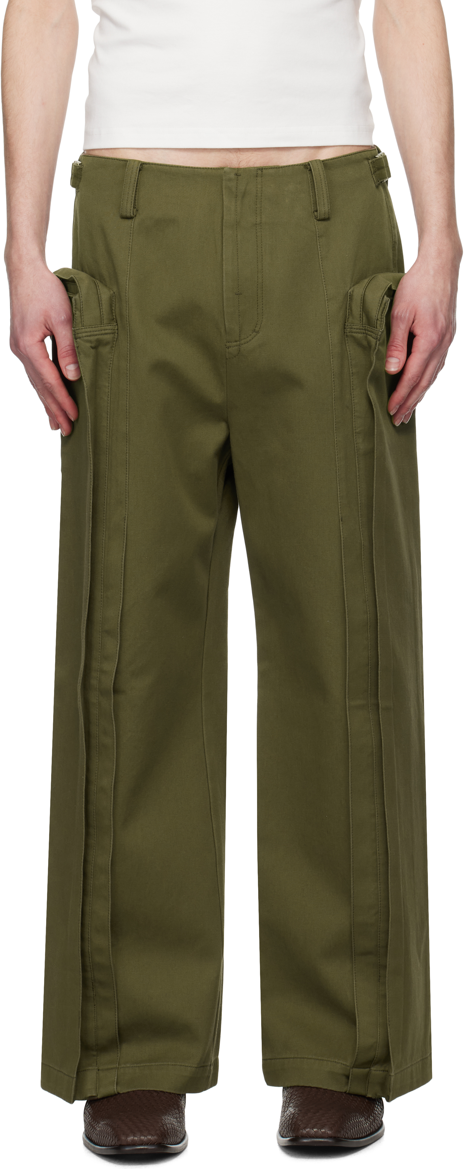 Khaki Vertical Pocket Cargo Pants