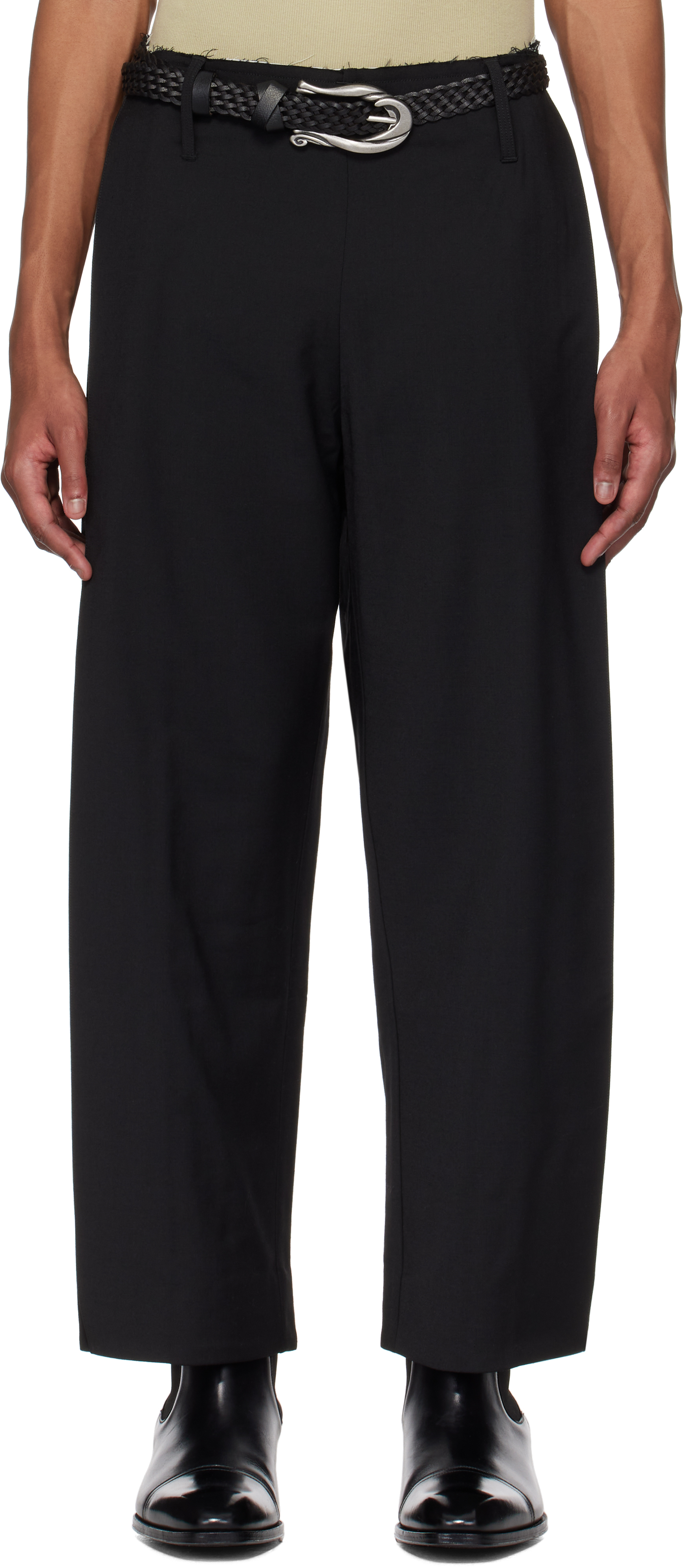 Black Structured Tailored Trousers