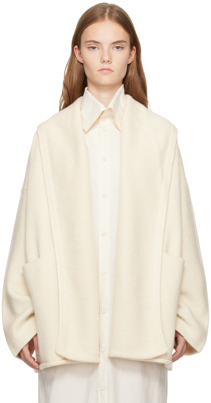 Shop Lauren Manoogian Off-white Manta Coat In Rw01 Raw White