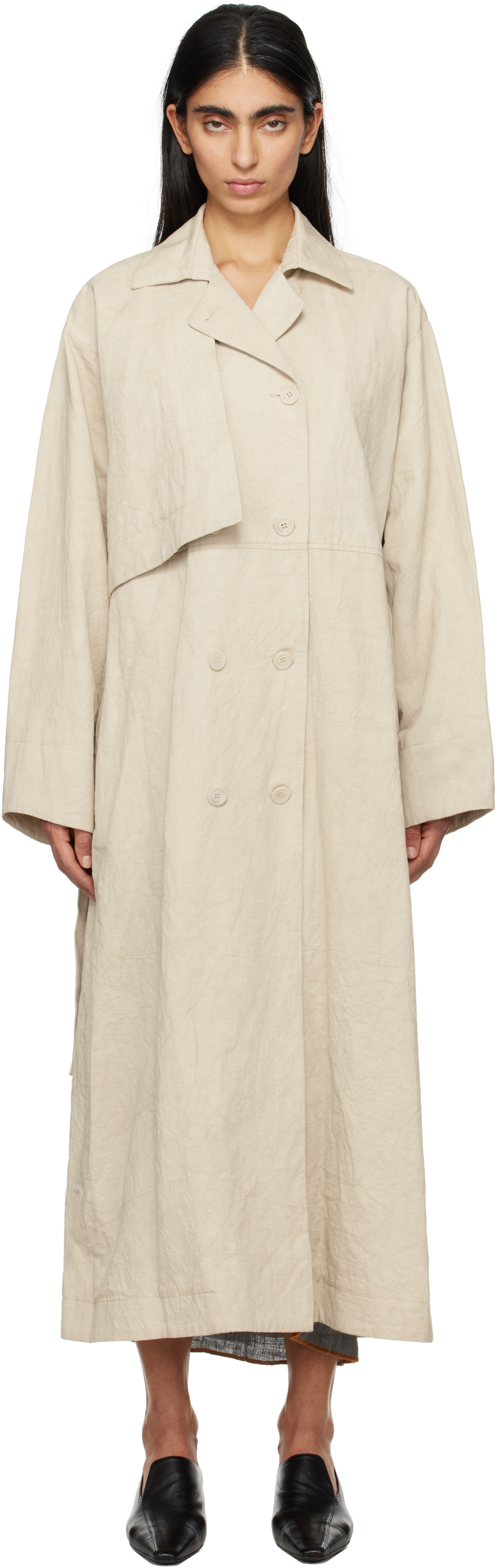 Beige Overlay Trench Coat