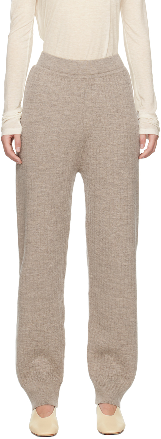 Shop Lauren Manoogian Taupe Line Quilt Lounge Pants In D03 Dust