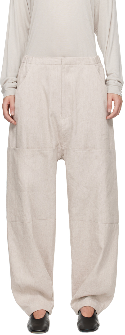 Shop Lauren Manoogian Beige Painter Trousers In P12 Plaster