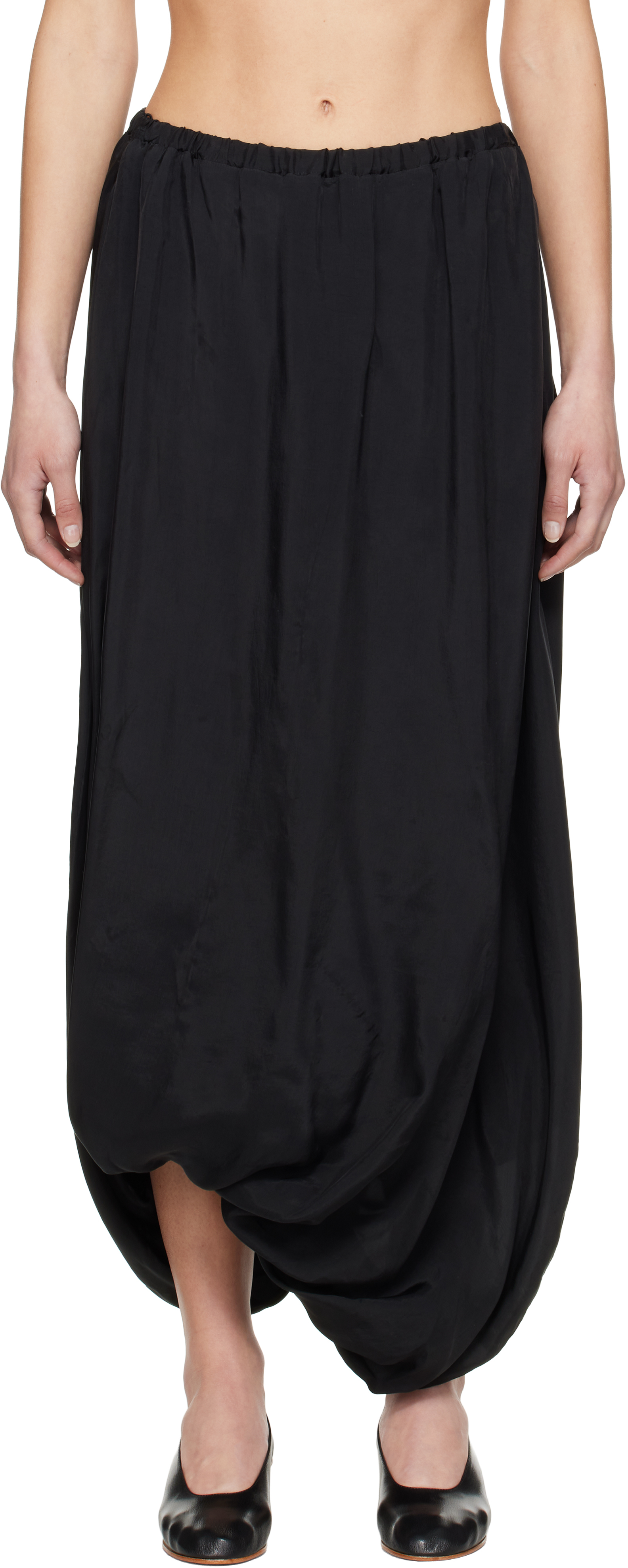 Black Balloon Midi Skirt