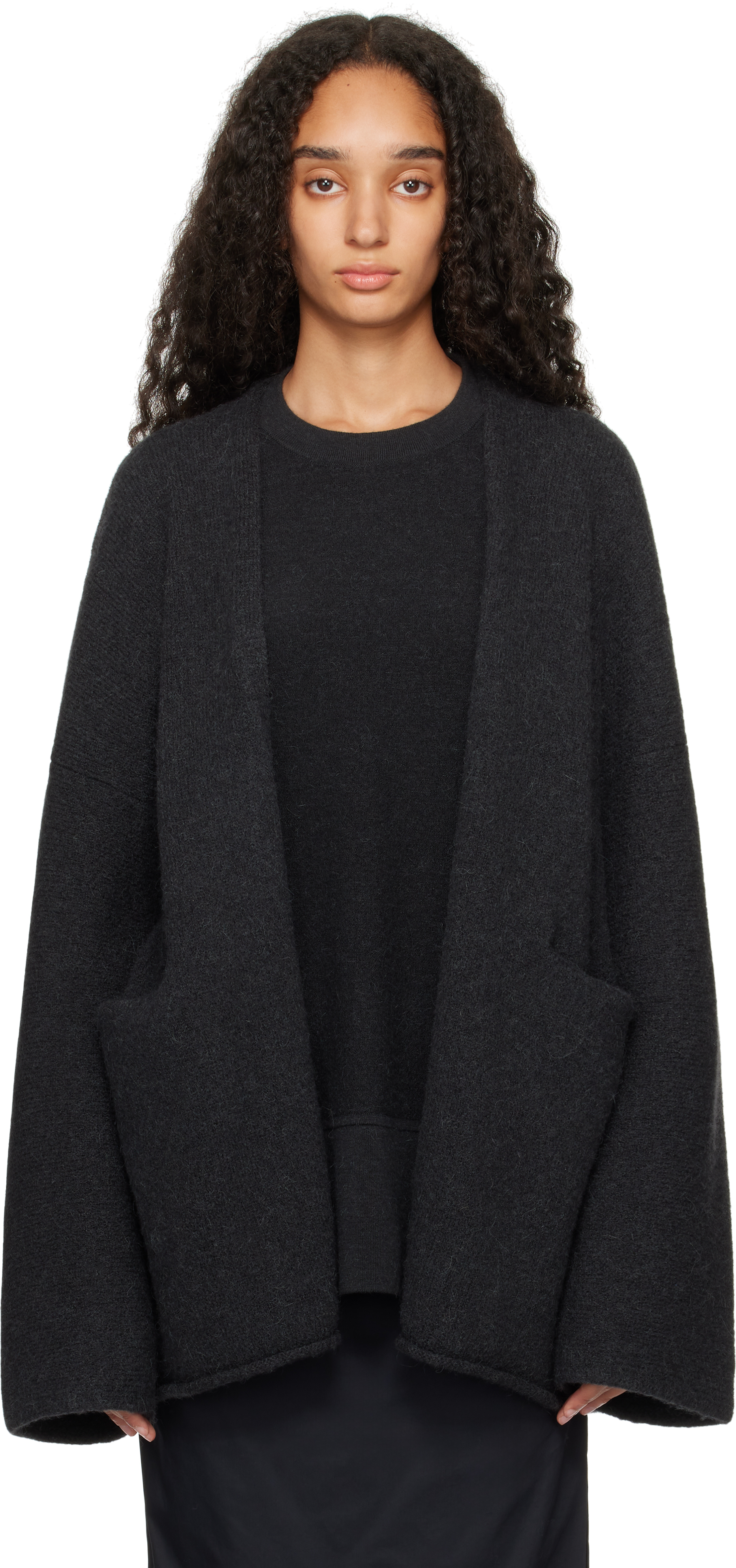 Black Open Cardigan