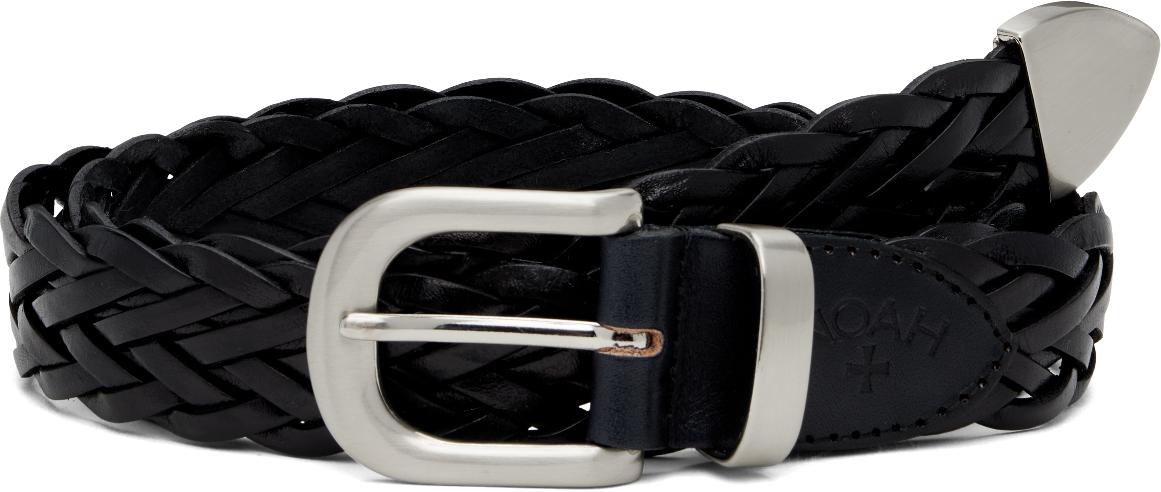 Black Braided Leather Belt