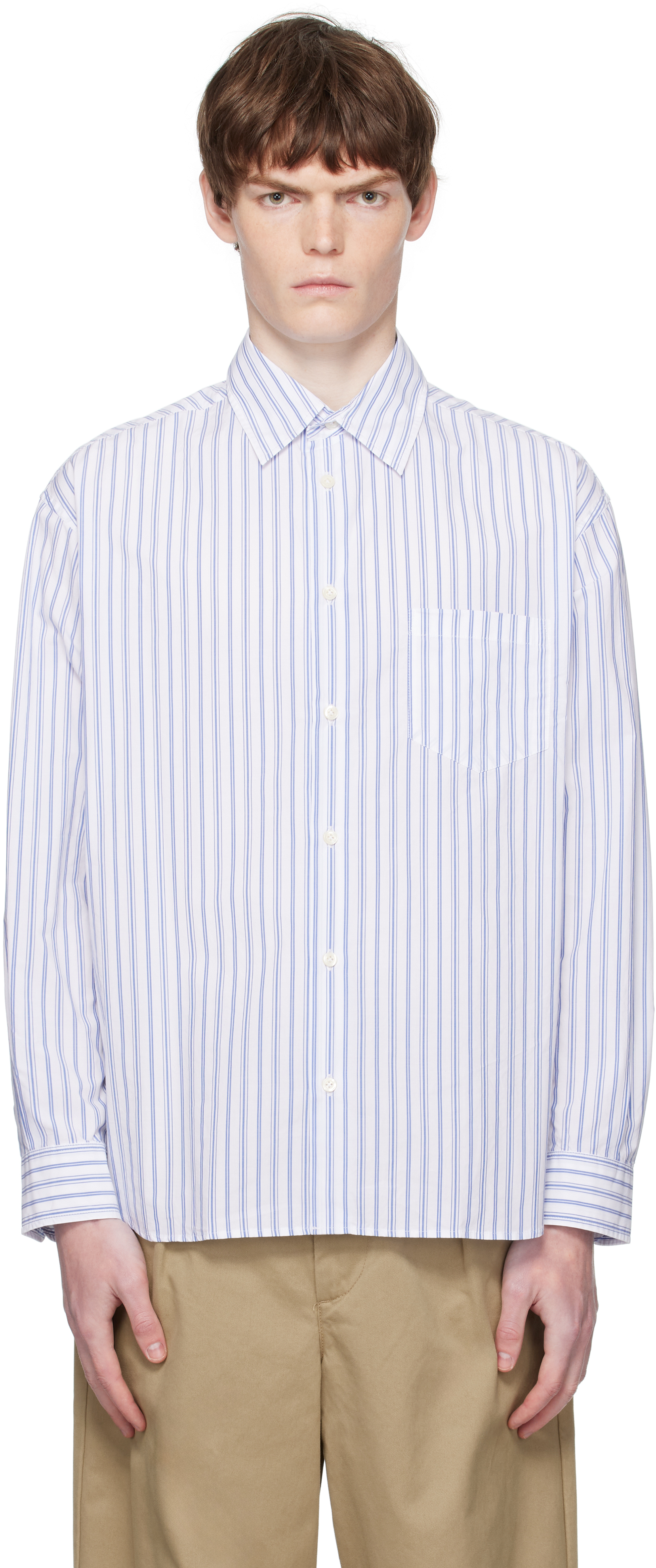 White & Blue Oversized Poplin Shirt