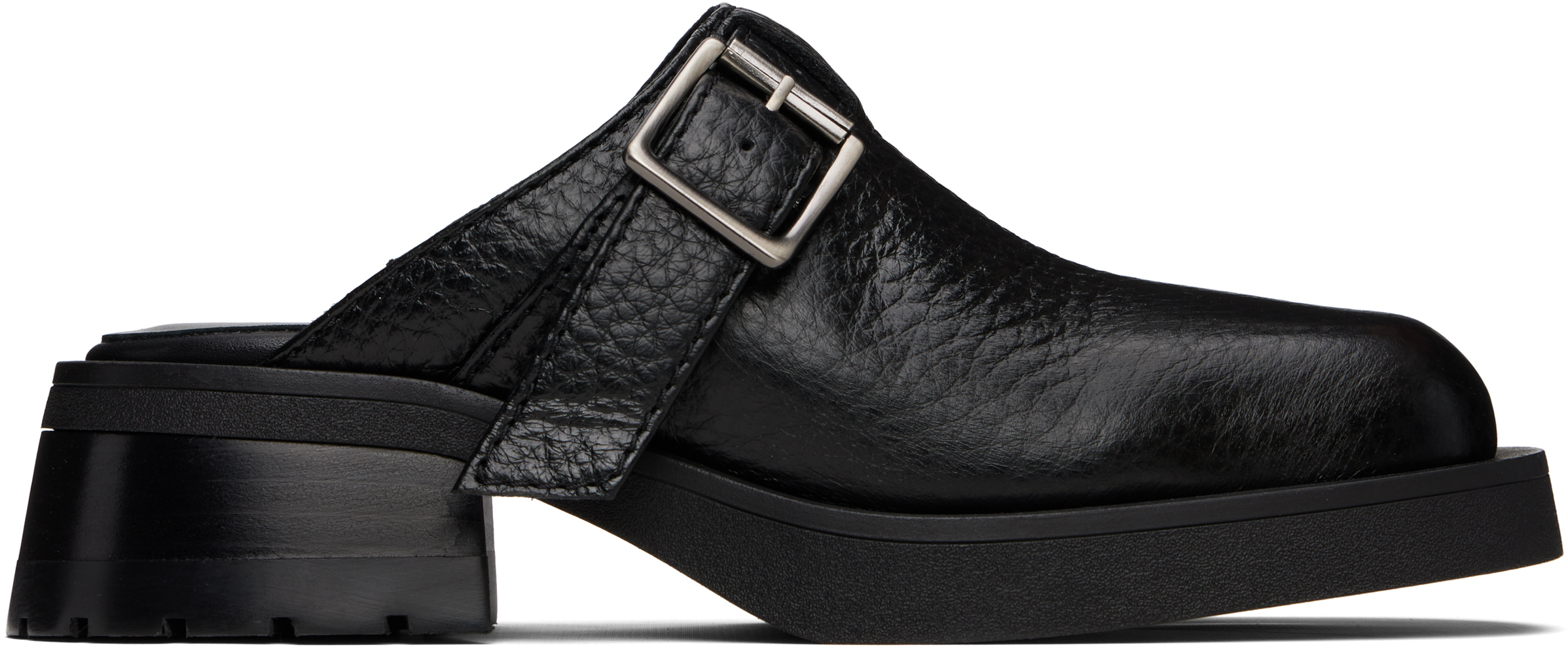 Black Aroa Buckled Mules