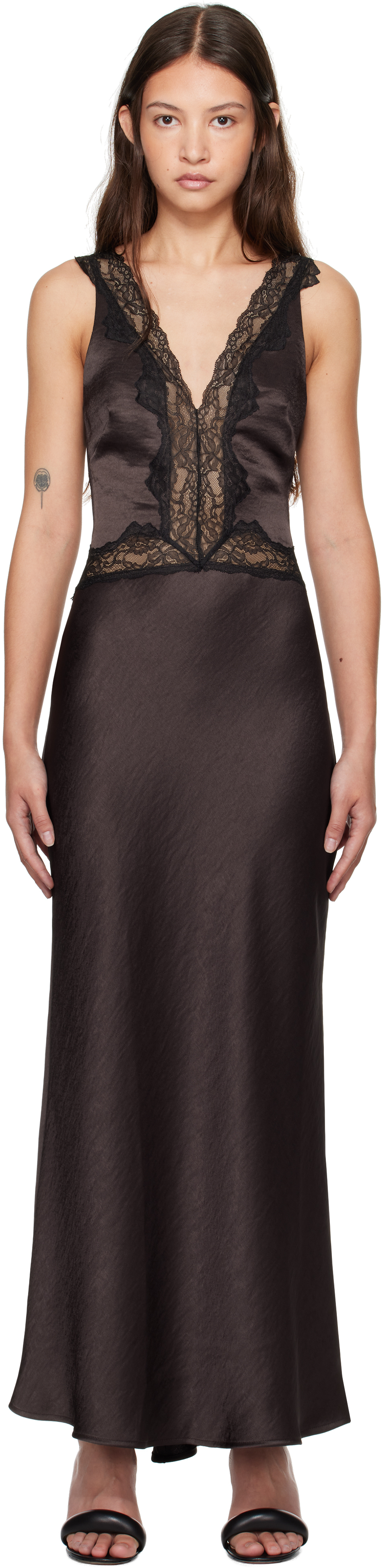 Brown Allegra Lace Trim Maxi Dress by BEC + BRIDGE on Sale
