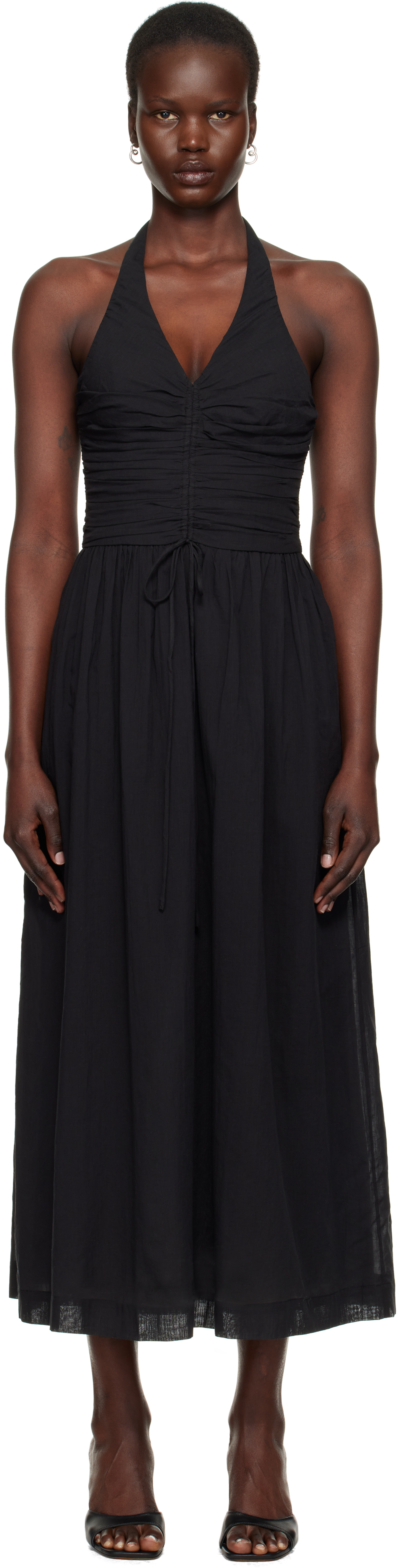 Black Franca Halter Maxi Dress