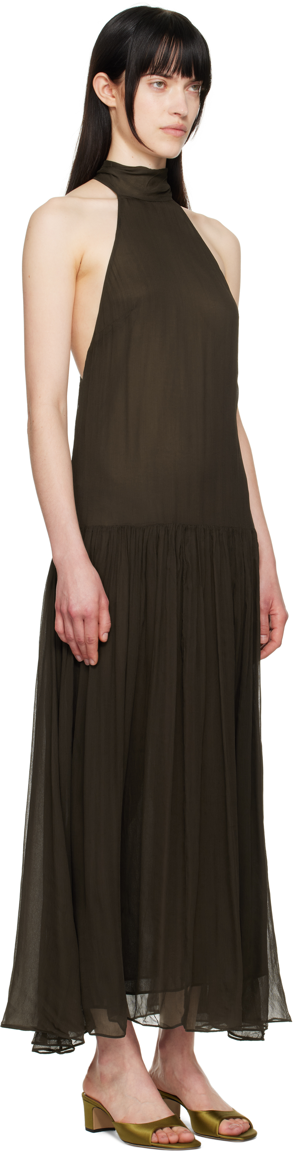 BEC & BRIDGE BROWN INKA HIGH NECK MAXI DRESS
