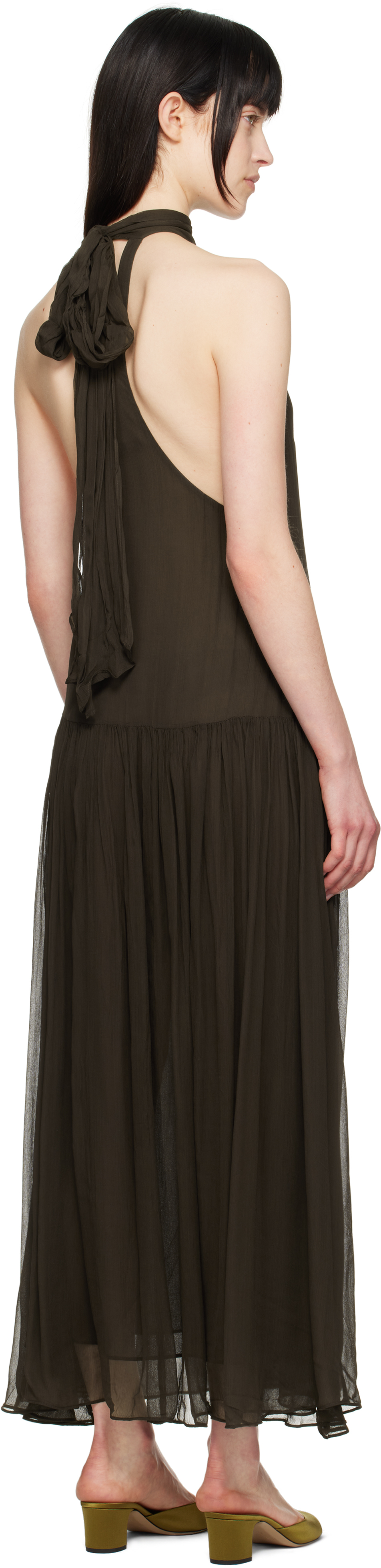 BEC & BRIDGE BROWN INKA HIGH NECK MAXI DRESS