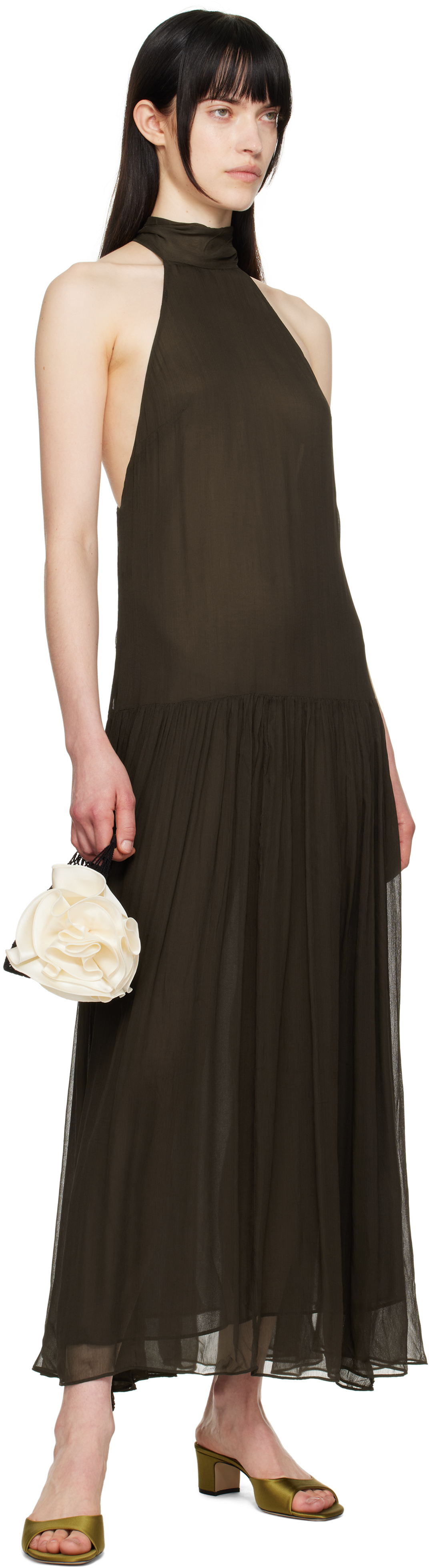 BEC & BRIDGE BROWN INKA HIGH NECK MAXI DRESS