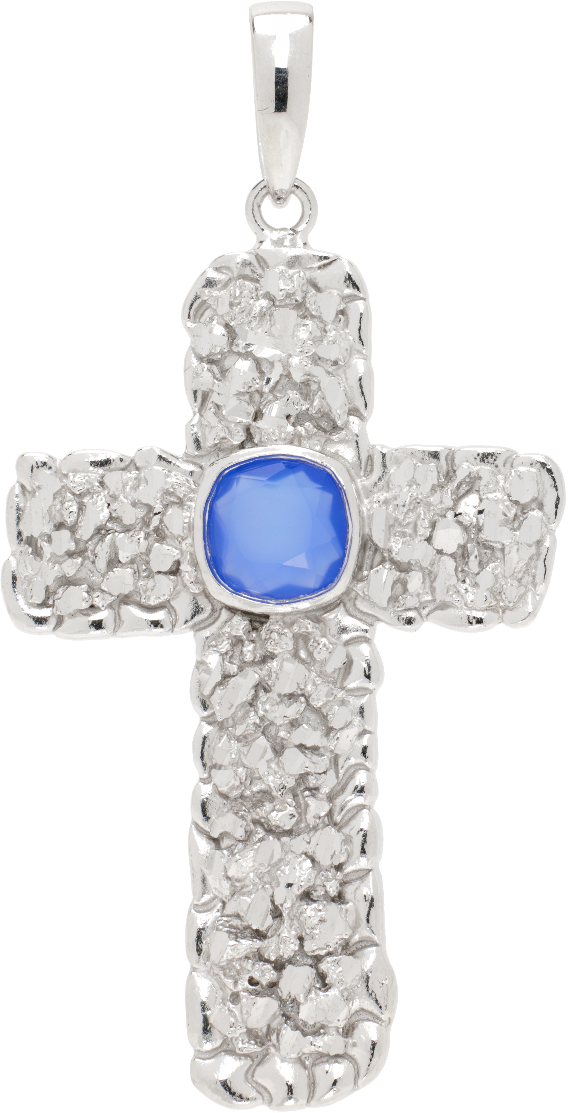 Silver VC050 Lapis Cross Pendant