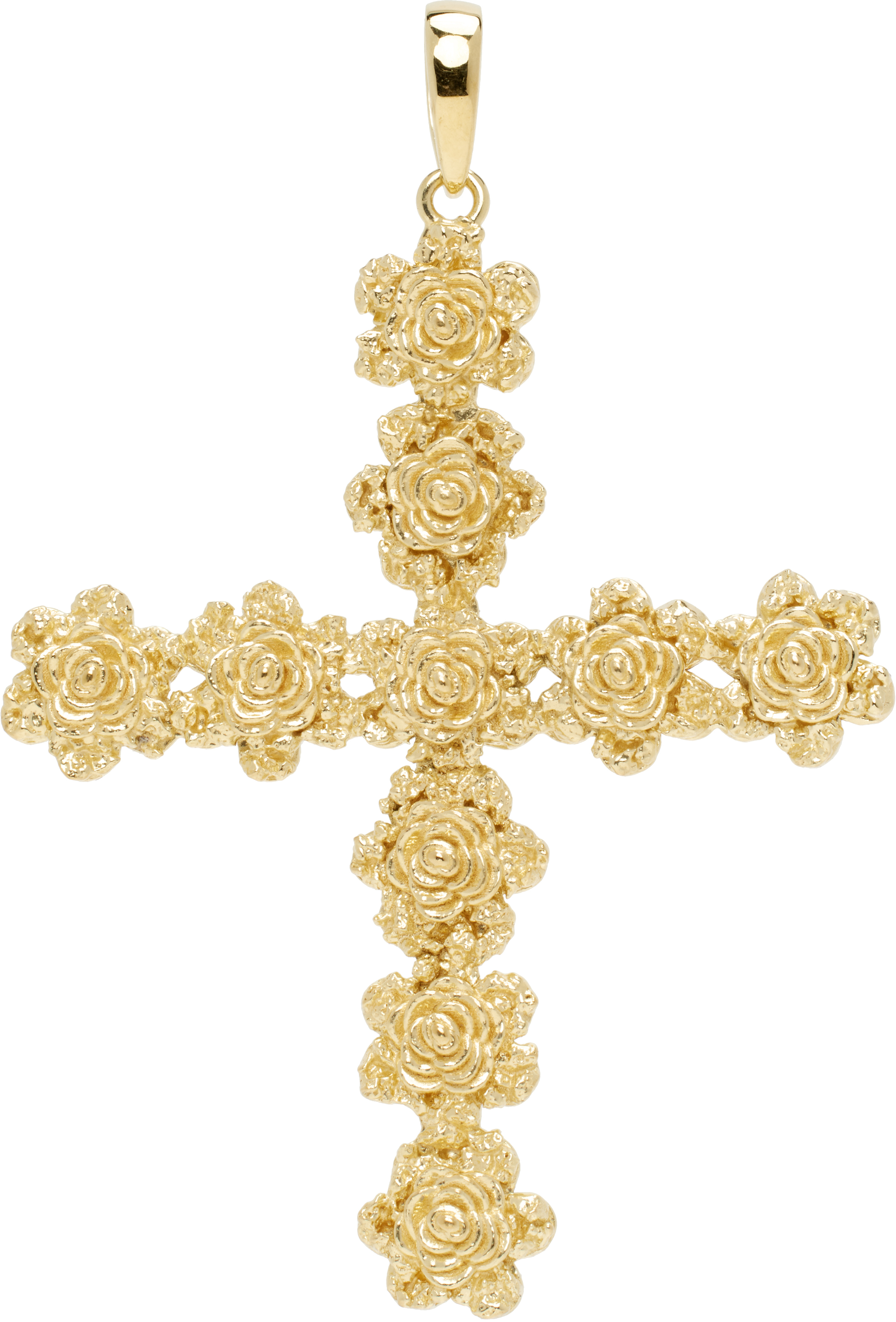 Gold Flower Cross Pendant